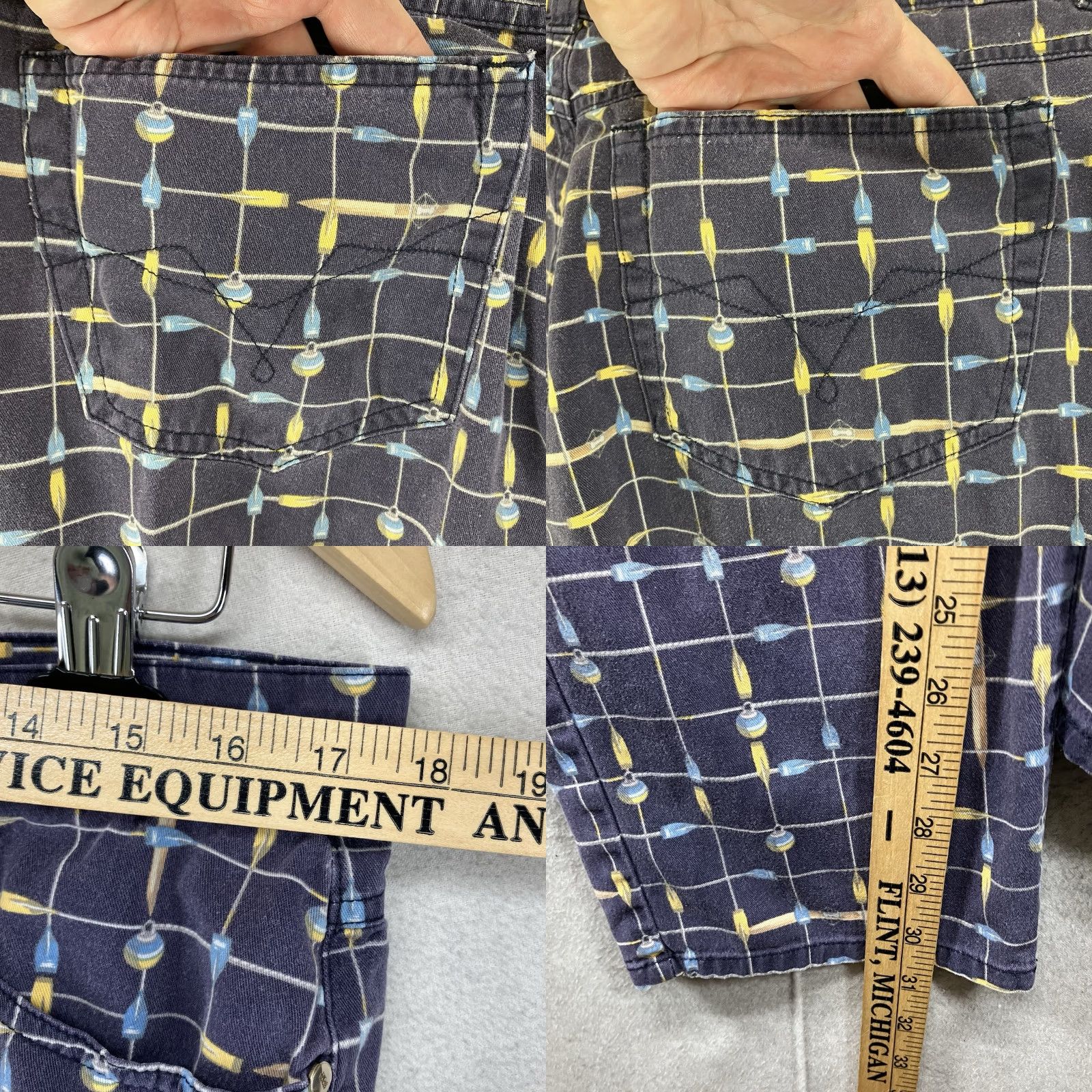 Escada VINTAGE ESCADA Sport ITALY Rowing Boat Print Pants Jeans 44 Navy Blue Knit Cotton Blend Stretch-Front Zip Regular Straight Leg 30.5 Inseam Womens Size 30" / US 8 / IT 44 - 10 Thumbnail