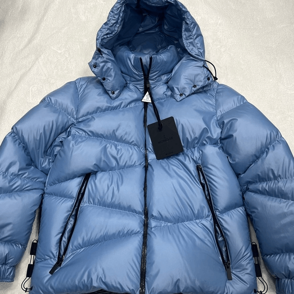 Image of Moncler Yonne Zip-Up Puffer Jacket Azure Blue Men’S Size 2/m, Men's