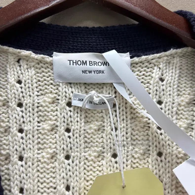 Thom Browne Thom Browne Beige Four-Stripe Wool Cardigan Jacket Size US XXS / EU 40 - 3 Thumbnail