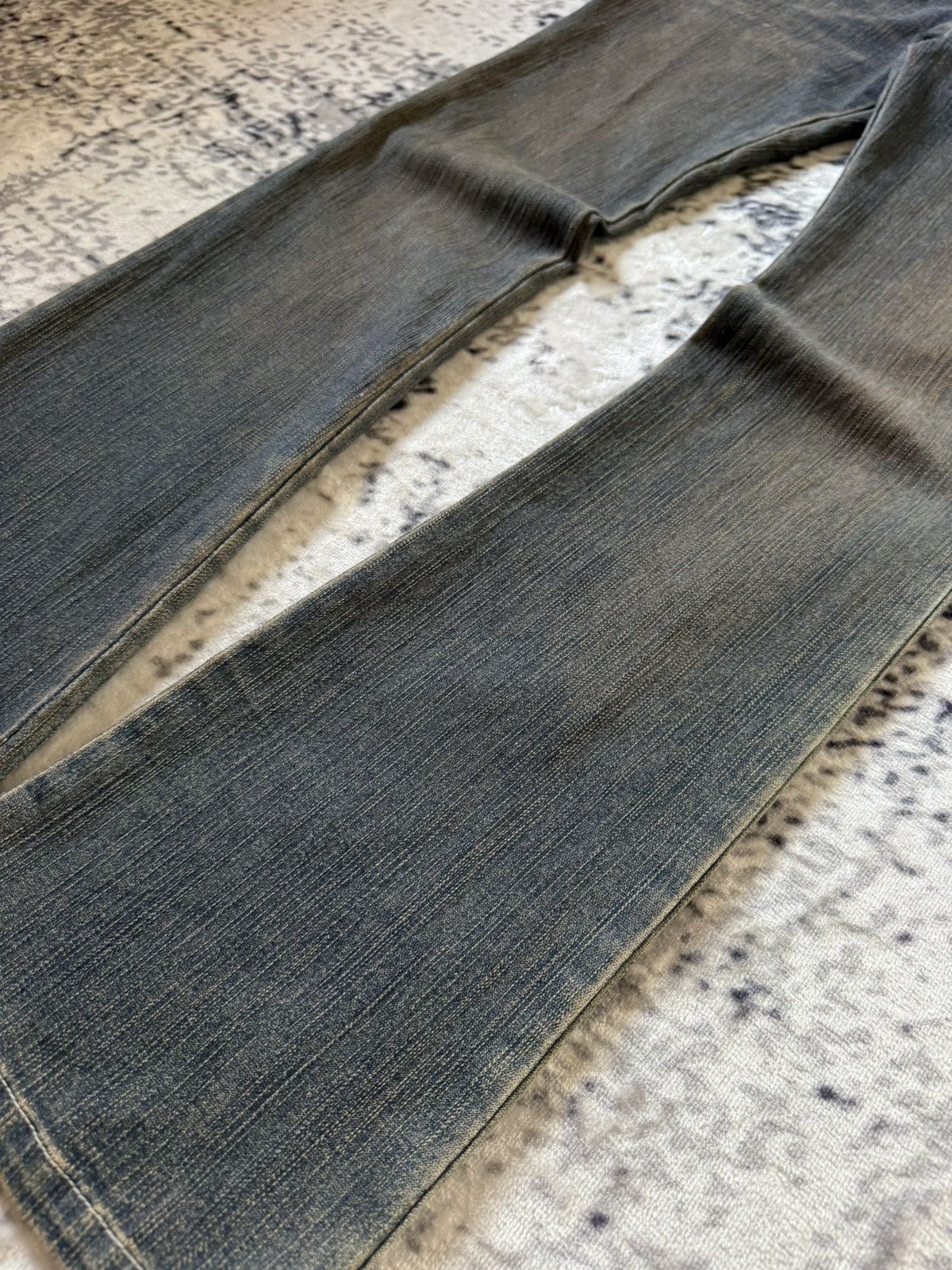 Japanese Brand Jouer Aux Echecs Mud Wash Patina Fade Studded Flared Jeans Size US 28 / EU 44 - 8 Thumbnail