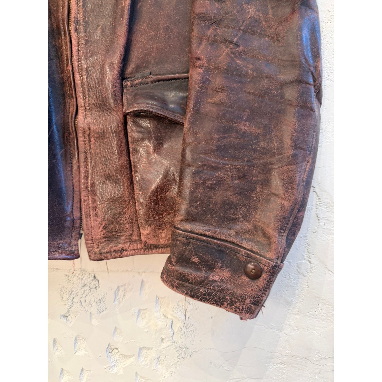 Vintage Vintage Brown Thrashed Plaid Lined Leather Jacket Size US XL / EU 56 / 4 - 3 Thumbnail