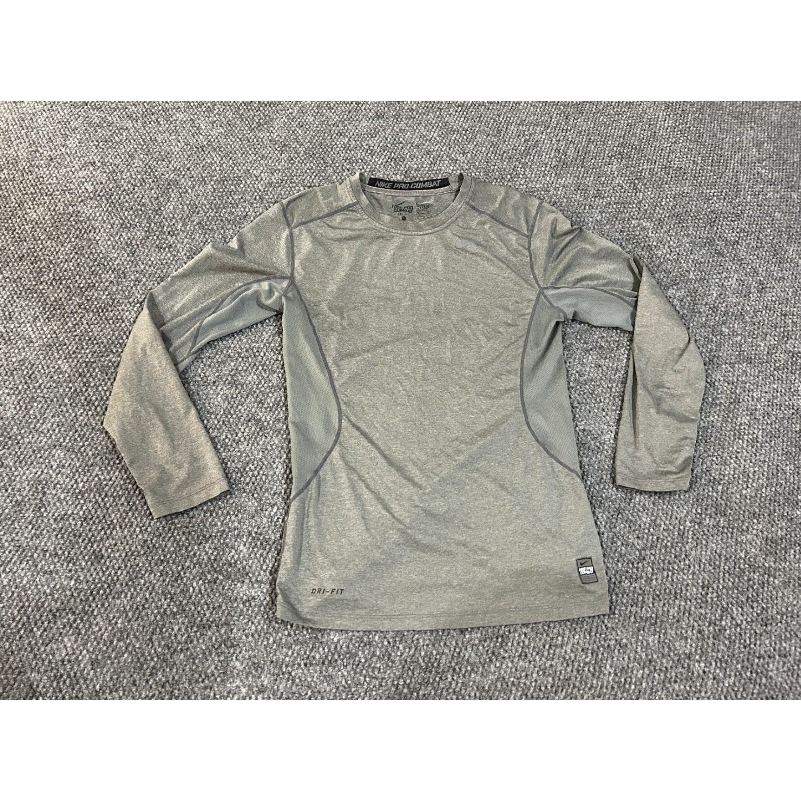 Nike Nike Pro Combat Shirt Mens S Gray Long Sleeve Dri-FIT Fitted Athletic Gym Shirt Size US S / EU 44-46 / 1 - 2 Thumbnail