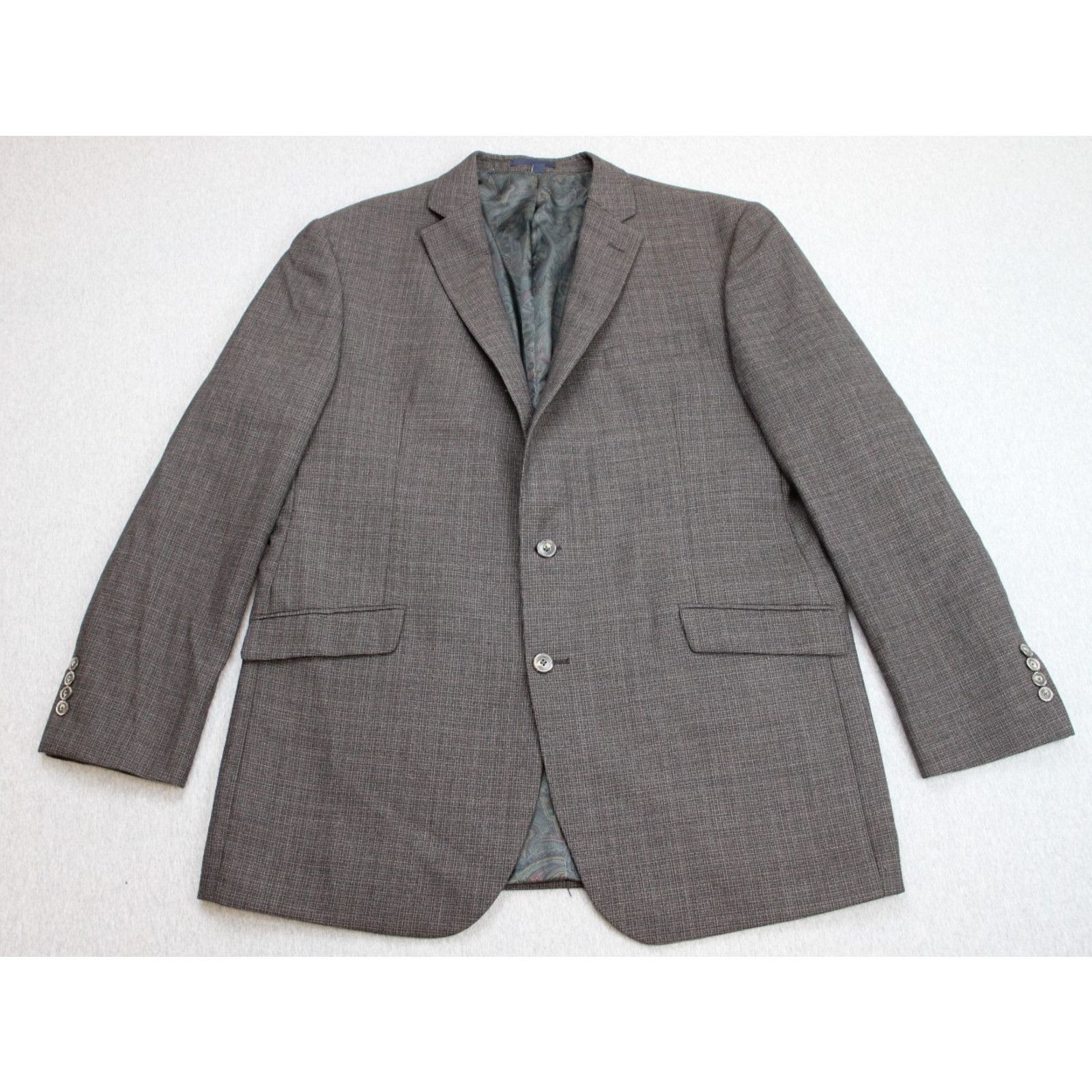 Jos. A. Bank Jos A Bank 1905 Blazer Mens 44L Brown Microcheck 100% Wool Size 44L - 2 Thumbnail