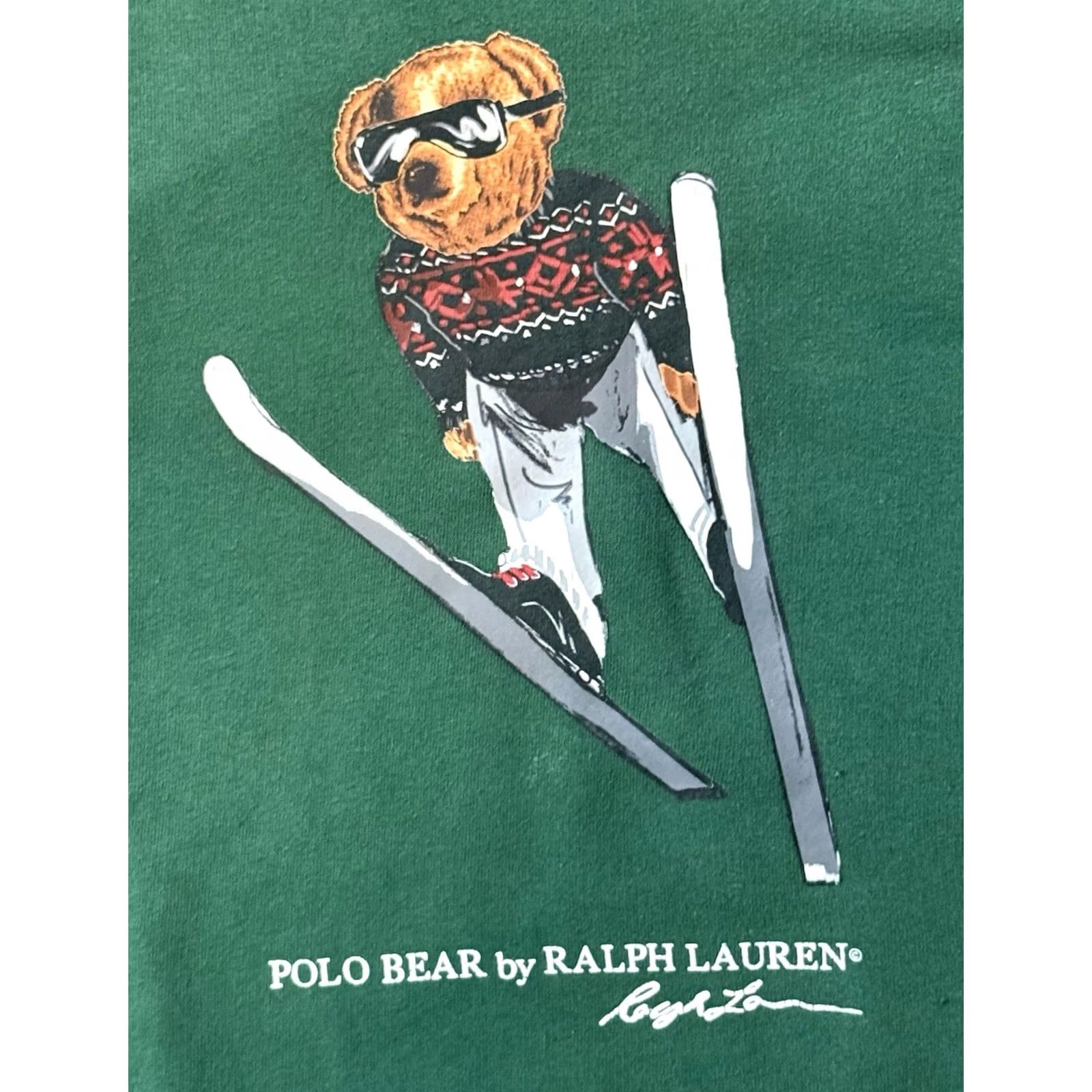 Polo Ralph Lauren Polo Ralph Lauren Hooded Sweatshirt Men’s Skiing Polo Bear Medium Hoodie Green Graphic Print Pullover Size US M / EU 48-50 / 2 - 3 Thumbnail