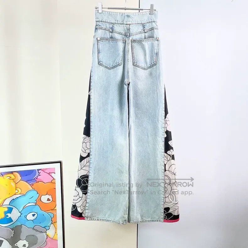 Chanel Chanel Silk stitched denim wide-leg trousers Size 42" / US 20 - 2 Thumbnail