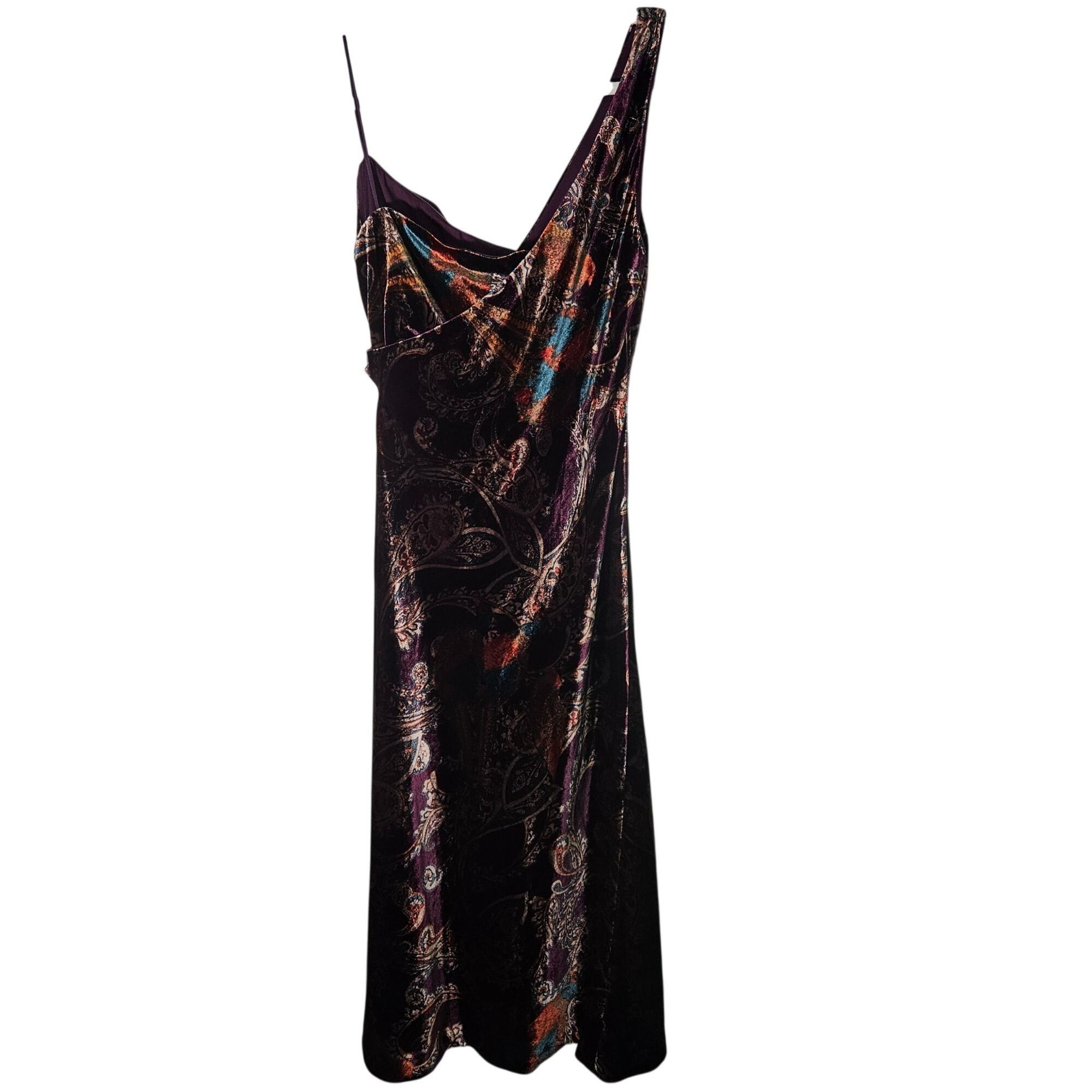 Lauren Ralph Lauren Lauren RL Women One-Shoulder Velvet Cocktail Dress Paisley 8 Size M / US 6-8 / IT 42-44 - 11 Thumbnail
