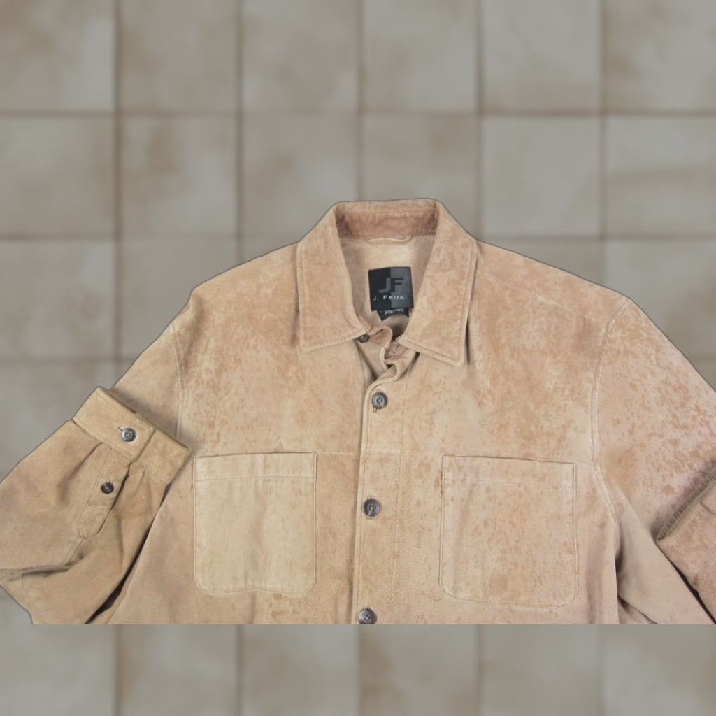 Vintage VINTAGE J. Ferrar Leather Jacket Mens L Brown Suede Button Front 90s Western Bomber Jacket Lined Solid Brown Mens2020 Size US L / EU 52-54 / 3 - 1 Thumbnail