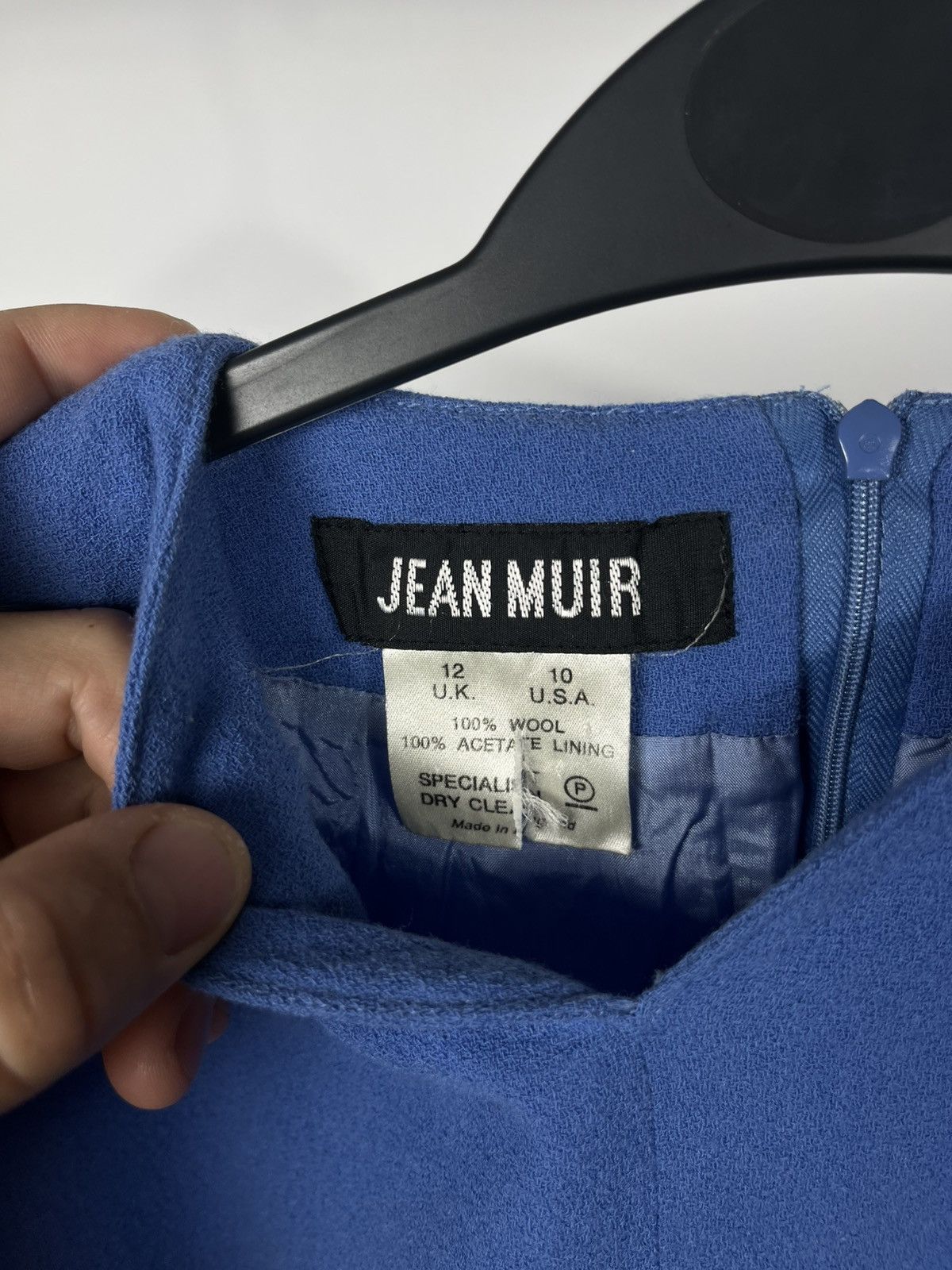 Other Vintage Jean Muir Blue Wool Long Sleeve Dress UK 12 US 10 Size M / US 6-8 / IT 42-44 - 9 Thumbnail