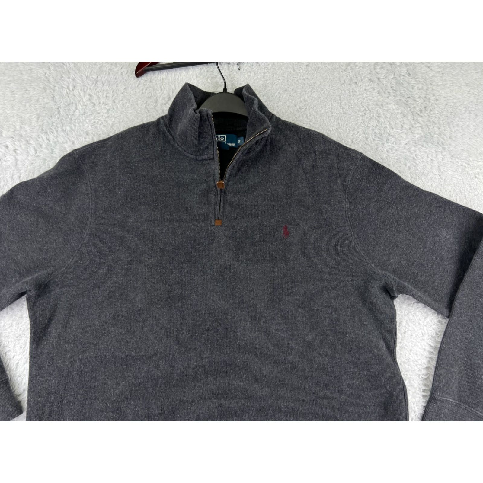 Polo Ralph Lauren Polo Ralph Lauren Sweater Mens XL Gray Mock Neck 1/4 Zip 100% Cotton Polo Ralph Lauren Size US XL / EU 56 / 4 - 5 Thumbnail