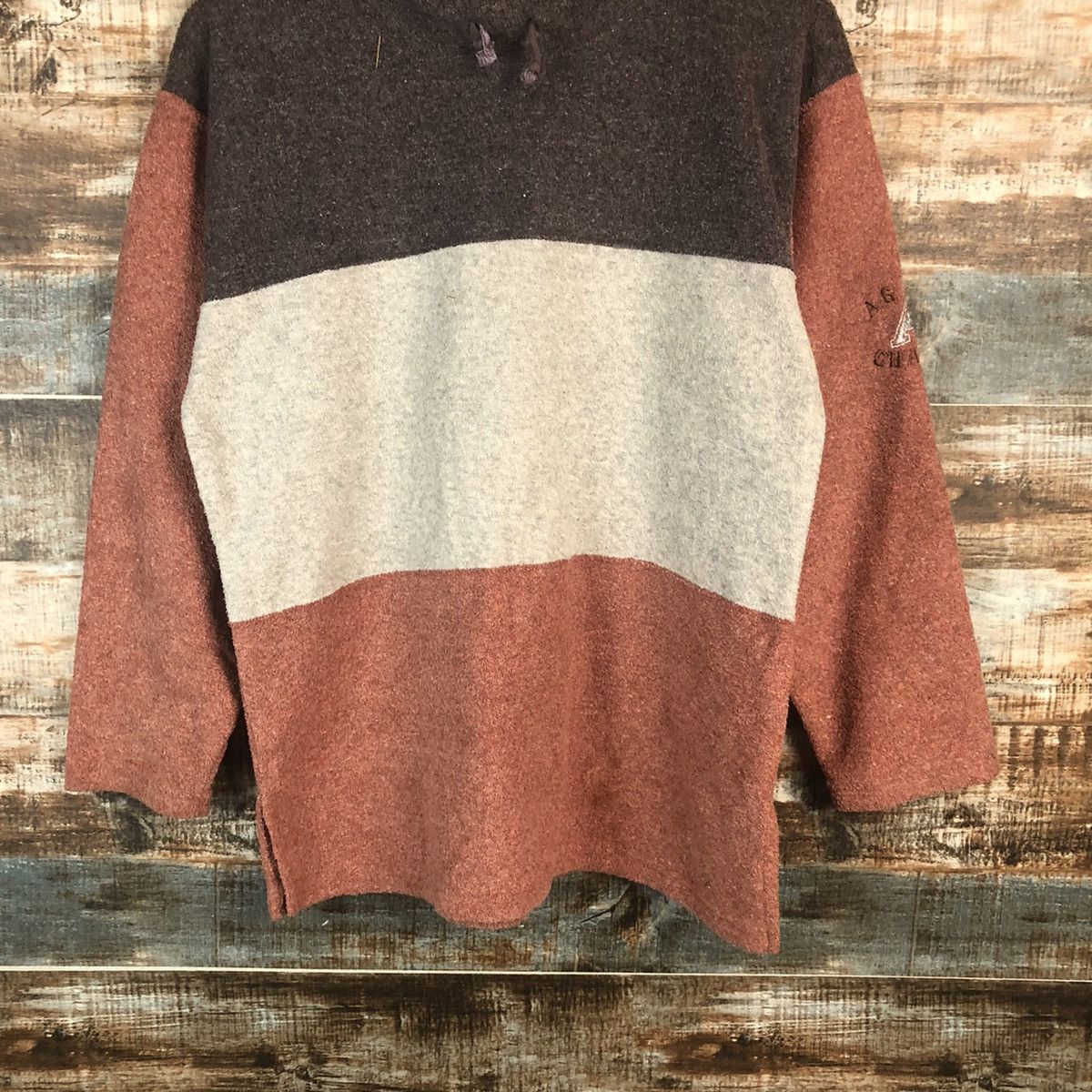 Homespun Knitwear × Japanese Brand × OVER THE STRiPES Messange Board Stripe Browm Knitwear #A2268 Size M / US 6-8 / IT 42-44 - 3 Thumbnail