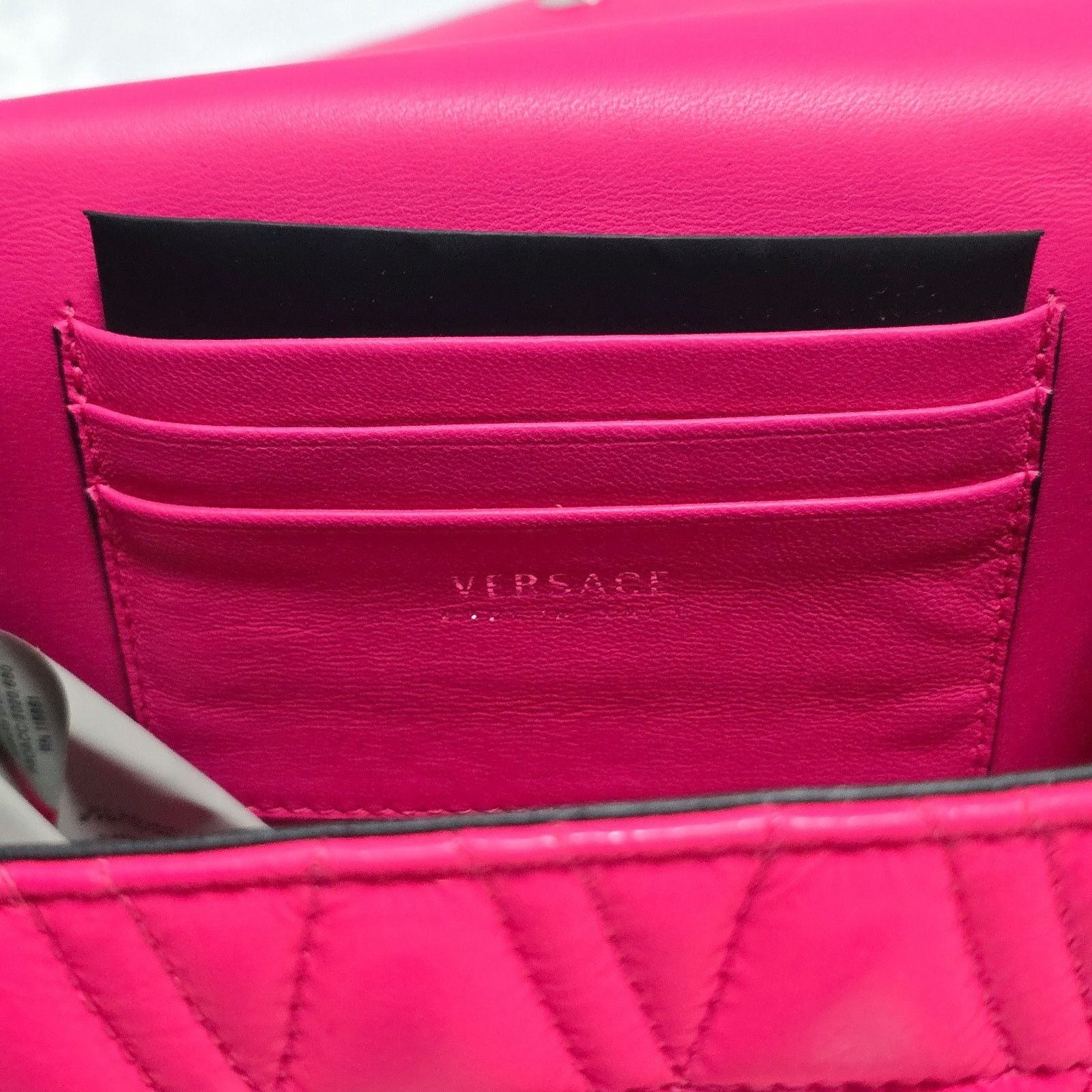 Versace Versace Virtus Quilted Matelassé Leather Crossbody Bag Pink Size ONE SIZE - 10 Thumbnail