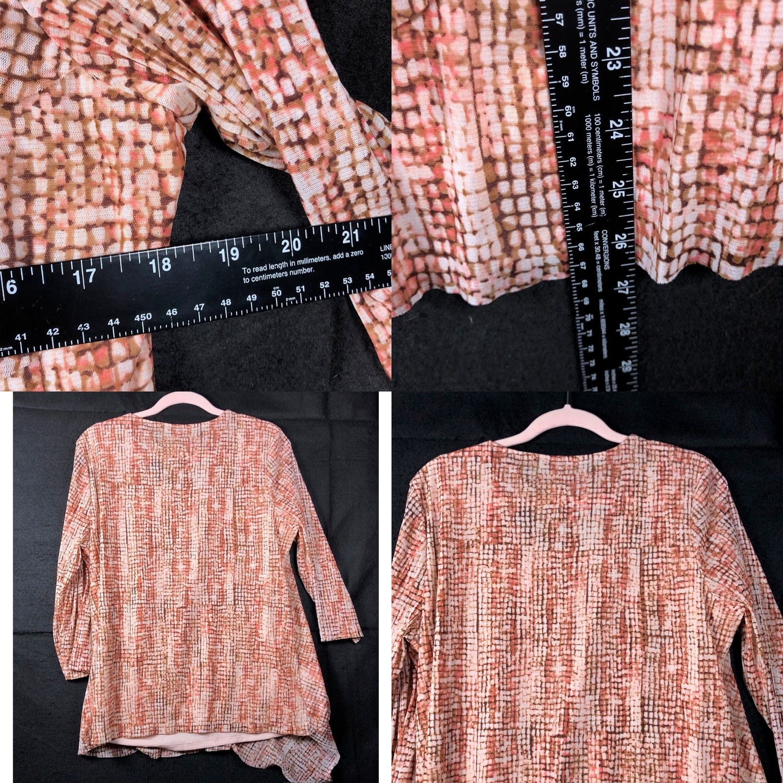 Vintage Chicos Blouse Orange Asymmetric Lined 3/4 Sleeve 2 (L) Womens Shirt Casual Workwear Fall Spring Summer Winter New Size L / US 10 / IT 46 - 8 Thumbnail