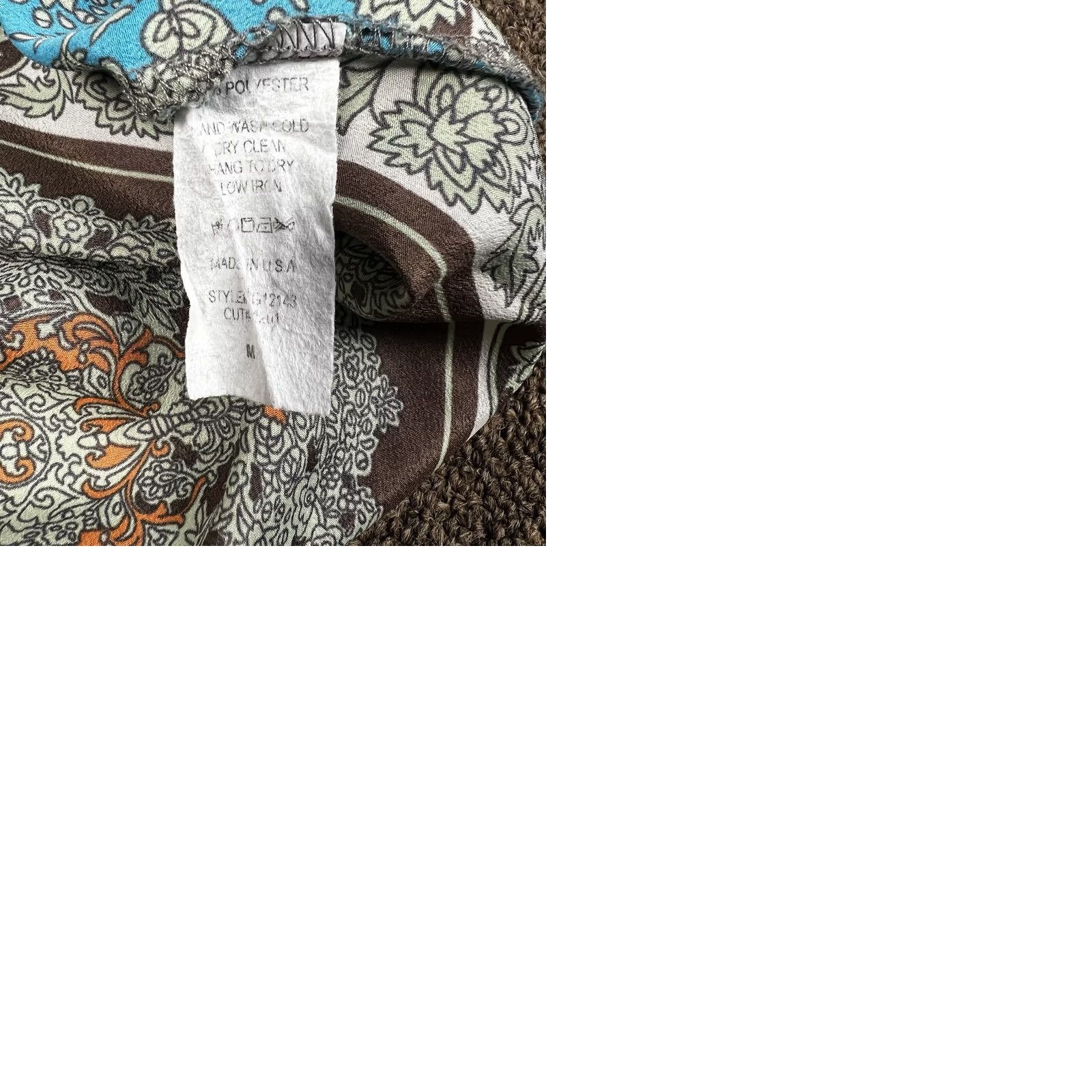 Vintage Trinity Blouse Womens Floral Paisley 3/4 Sleeve Medium Beige Regular Size M Easy Care Lightweight Knit Shirt Clothing Size M / US 6-8 / IT 42-44 - 9 Thumbnail
