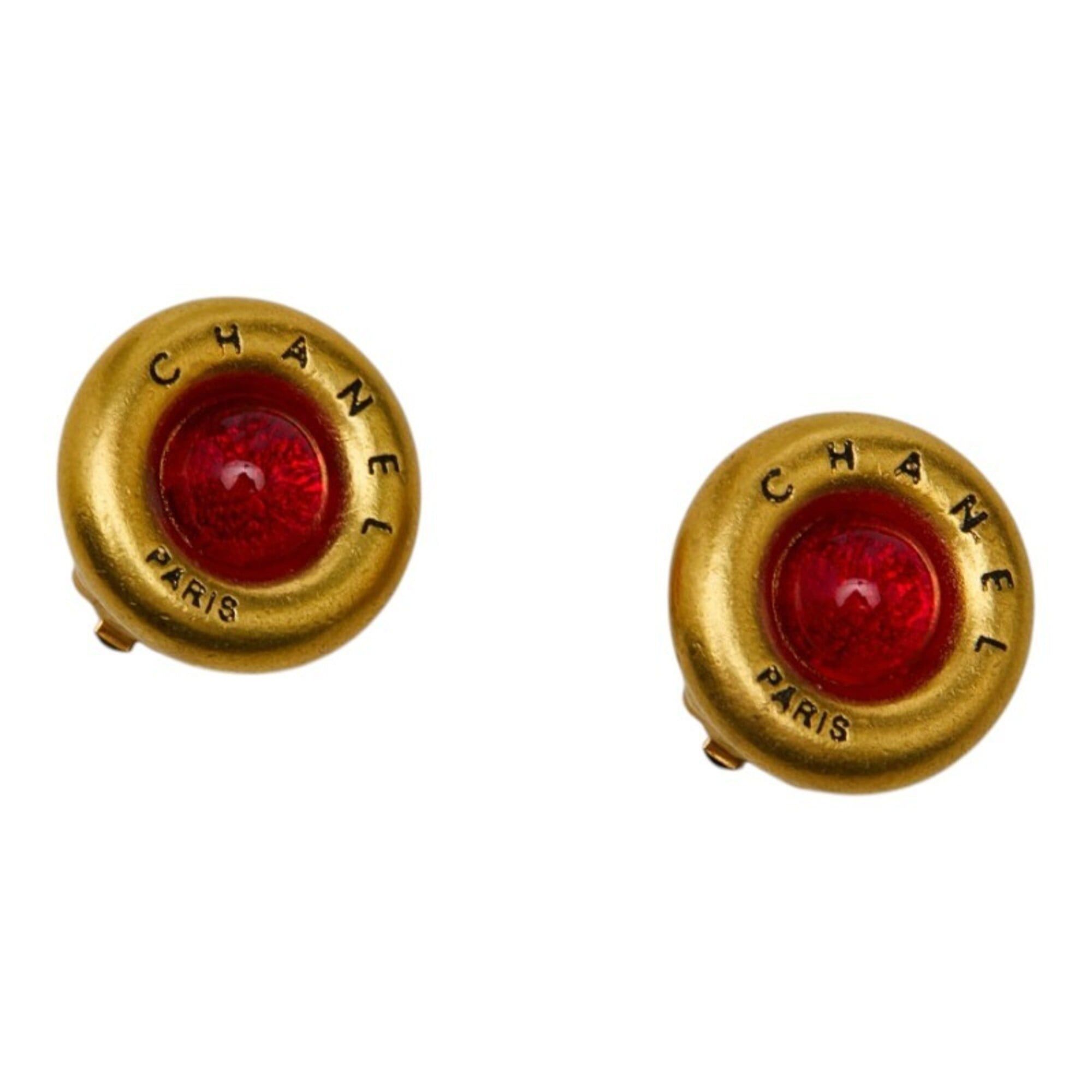 Chanel Chanel Gripoix Vintage Earrings 93A Gold Red Plated Women's CHANEL Size ONE SIZE - 1 Thumbnail