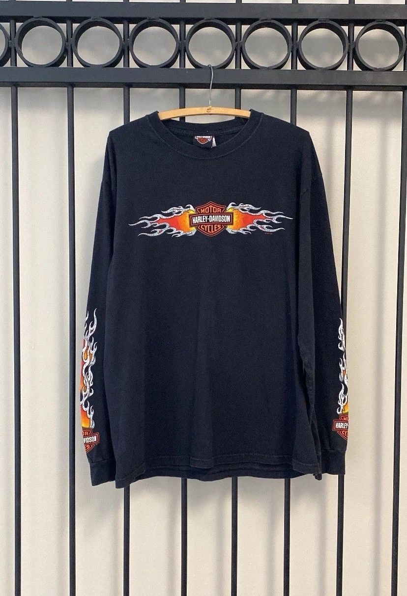 Harley Davidson Vintage Harley Davidson Long Sleeve Flame Shirt Large Size US L / EU 52-54 / 3 - 1 Thumbnail