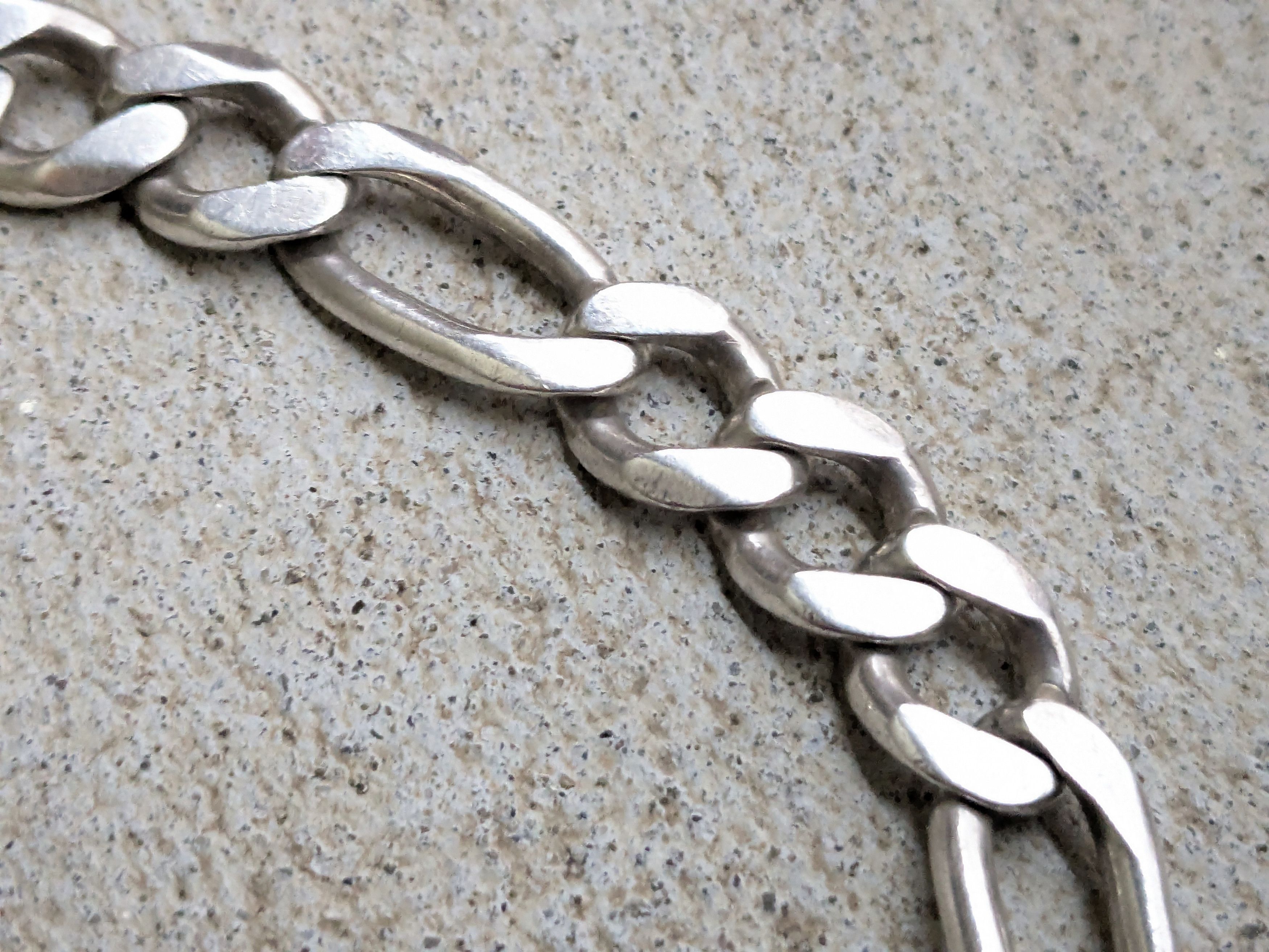 Jewelry Vintage Sterling Silver Bracelet Figaro Chunky Thick Punk Size ONE SIZE - 12 Thumbnail