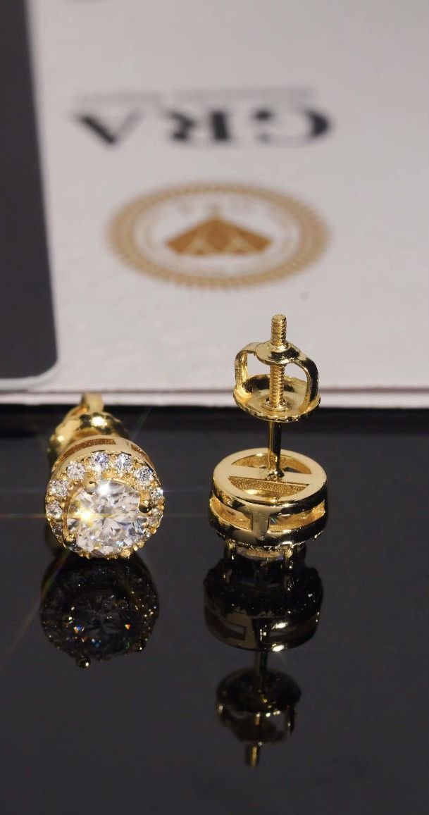 Other VVS Iced Out Gold Moissanite Earrings 7.6mm Size ONE SIZE - 1 Thumbnail