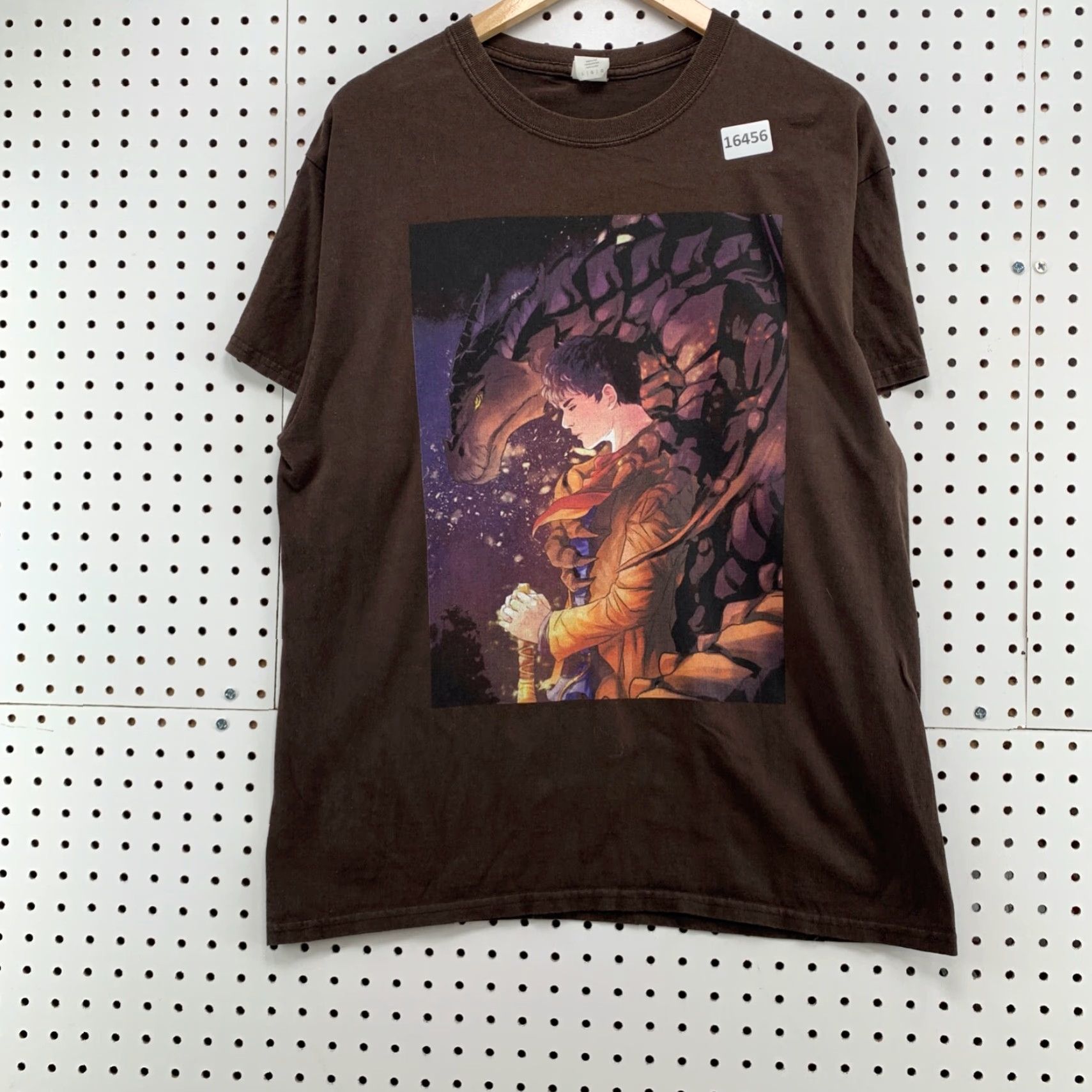 Gildan VINTAGE Gildan Lao Pendragon Shirt Brown Anime T-Shirt Adult Large Short Sleeve Last Dragonlord Mens Size US L / EU 52-54 / 3 - 6 Thumbnail