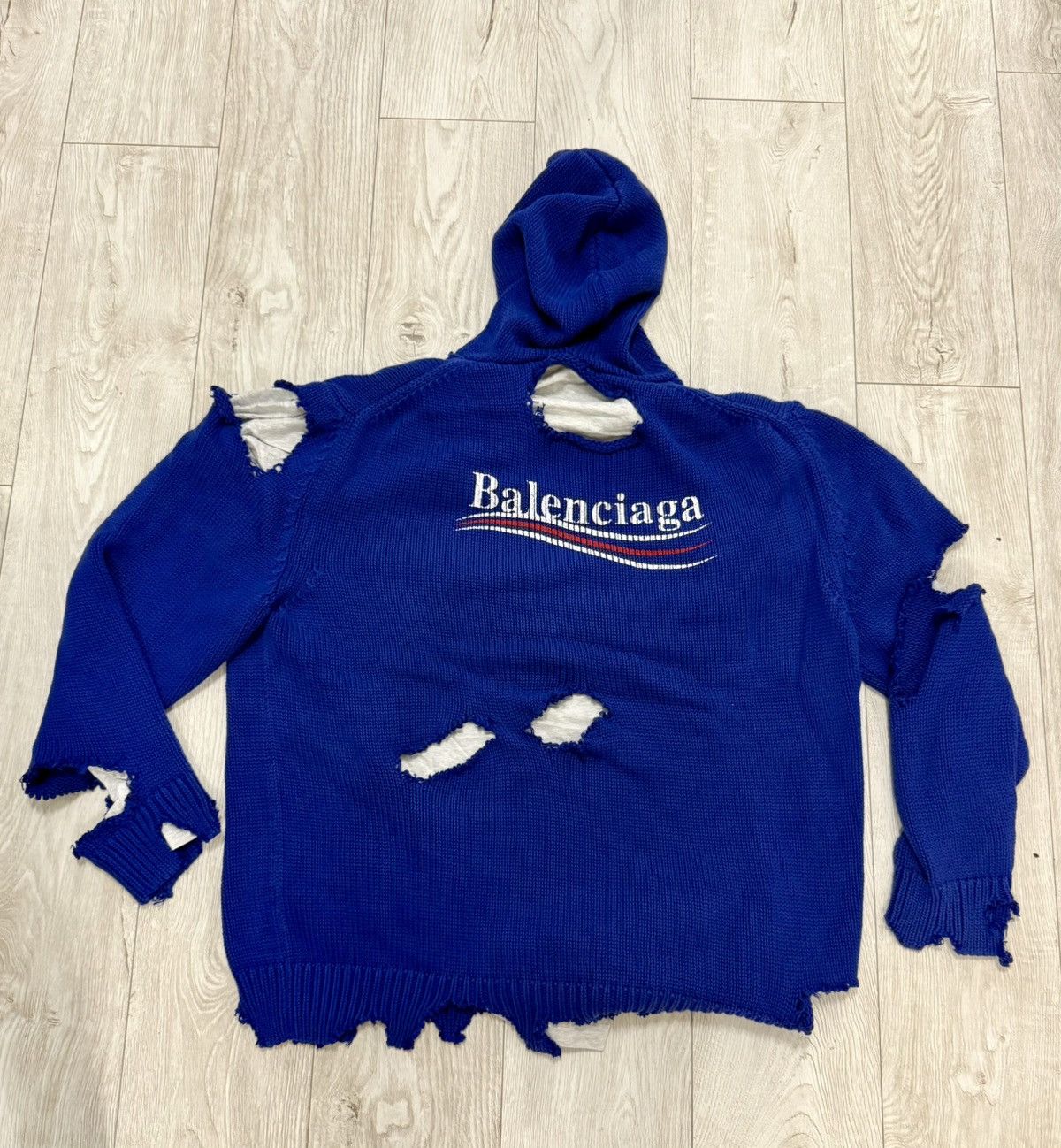 Balenciaga Balenciaga distressed knit sweatshirt hoodie size L Grailed