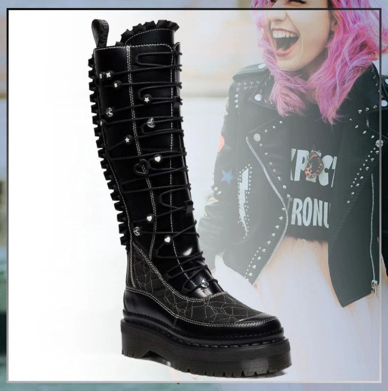 Dr. Martens XTRM FRILL Platform Leather Limited Edition Boots Size US 7 / IT 37 - 8 Thumbnail