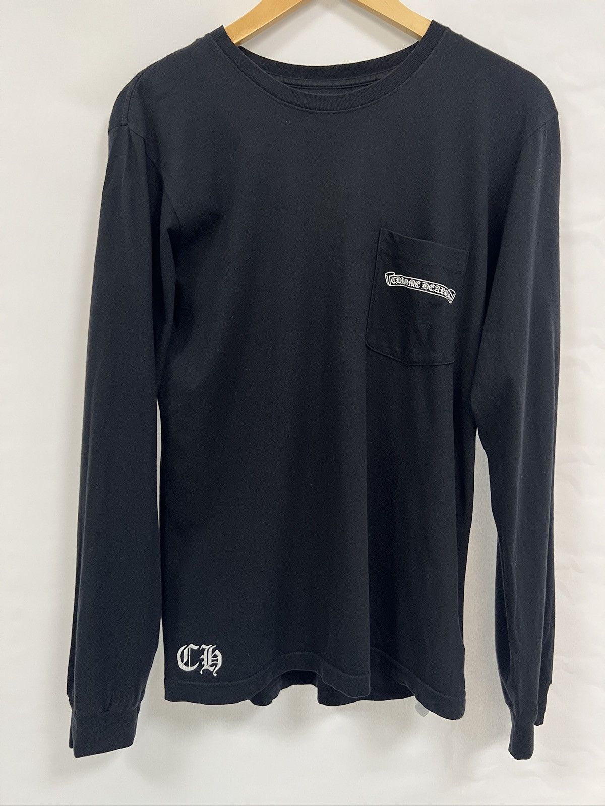 image of Chrome Hearts Chrome Heart Cross Logo Long Sleeve in Black, Men's (Size Medium)