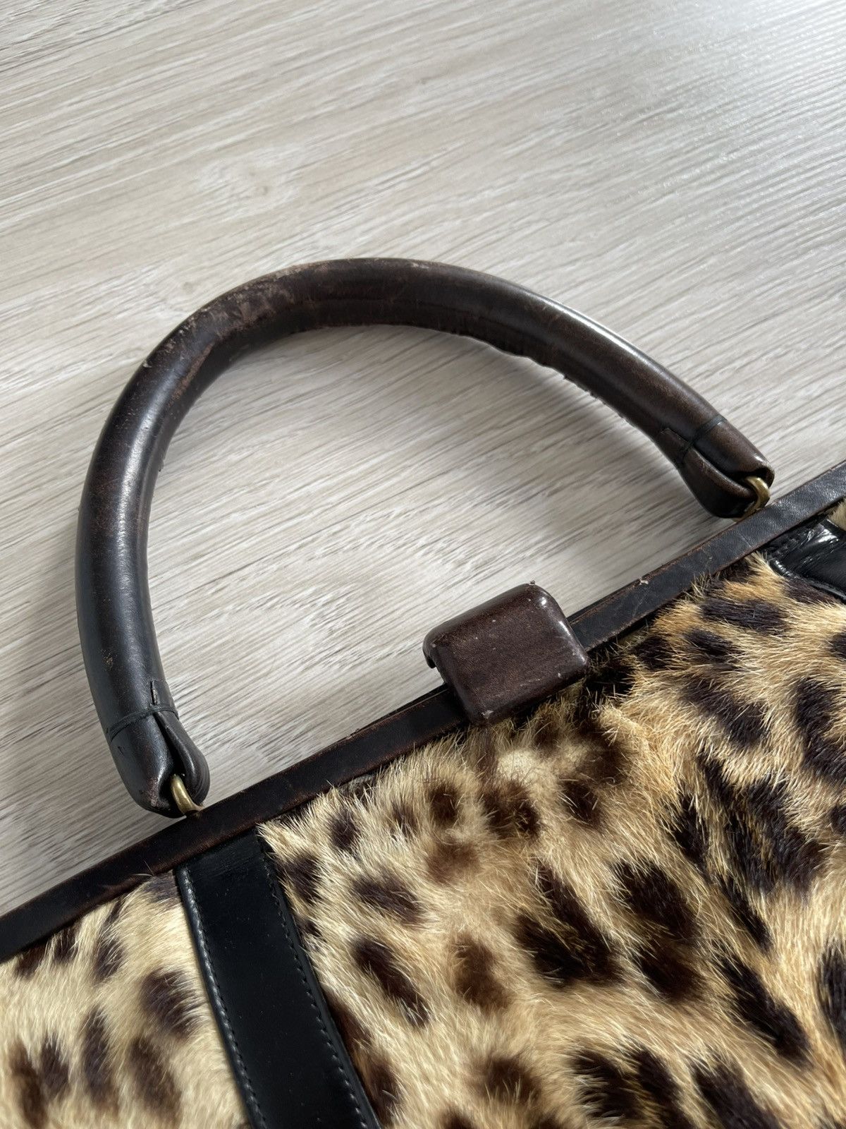 Vintage 40s/50s Leopard Print Fur & Leather Vintage Doctor Bag Purse Size ONE SIZE - 5 Thumbnail