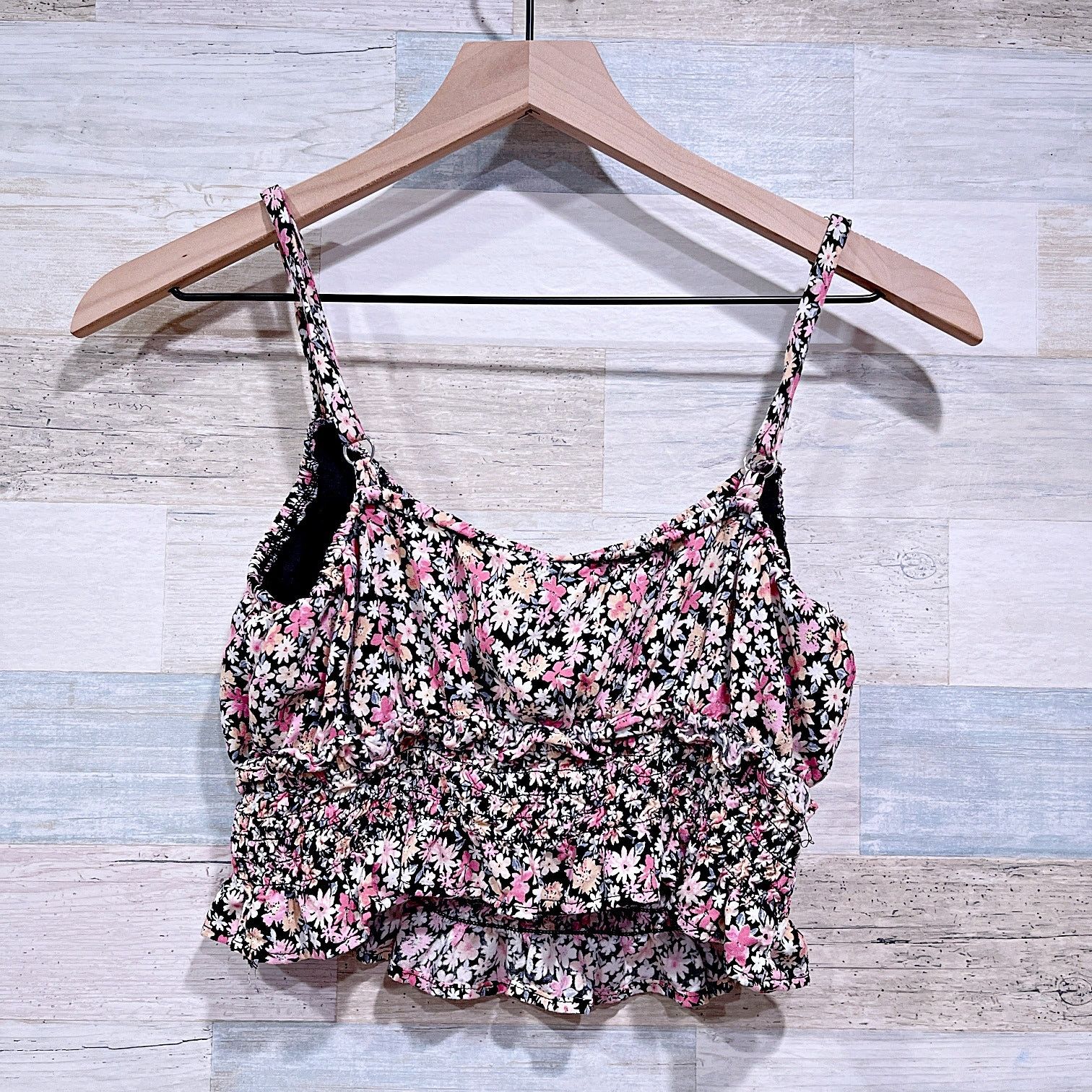 Target Basics Wild Fable Ditzy Dark Floral Smocked Crop Cami Womens Medium Size M / US 6-8 / IT 42-44 - 3 Thumbnail