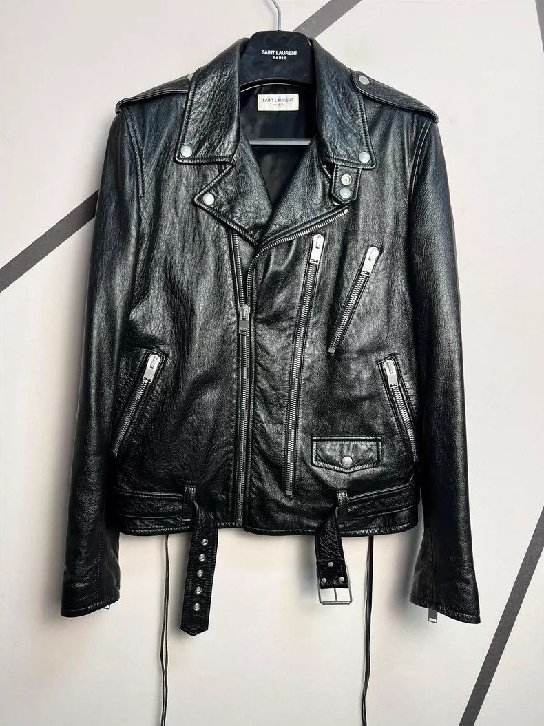 Saint Laurent Paris Saint Laurent Black Leather Jacket with Design-2506 Size US L / EU 52-54 / 3 - 2 Thumbnail