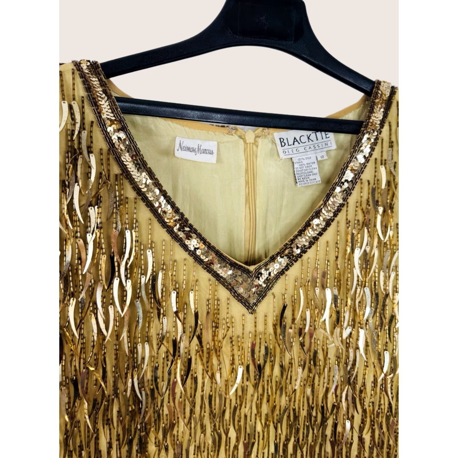 Oleg Cassini OLEG CASSINI BLACK TIE NEIMAN MARCUS -NEW w TAG -SILK Sz 12 Flapper Dress Size XL / US 12-14 / IT 48-50 - 1 Thumbnail