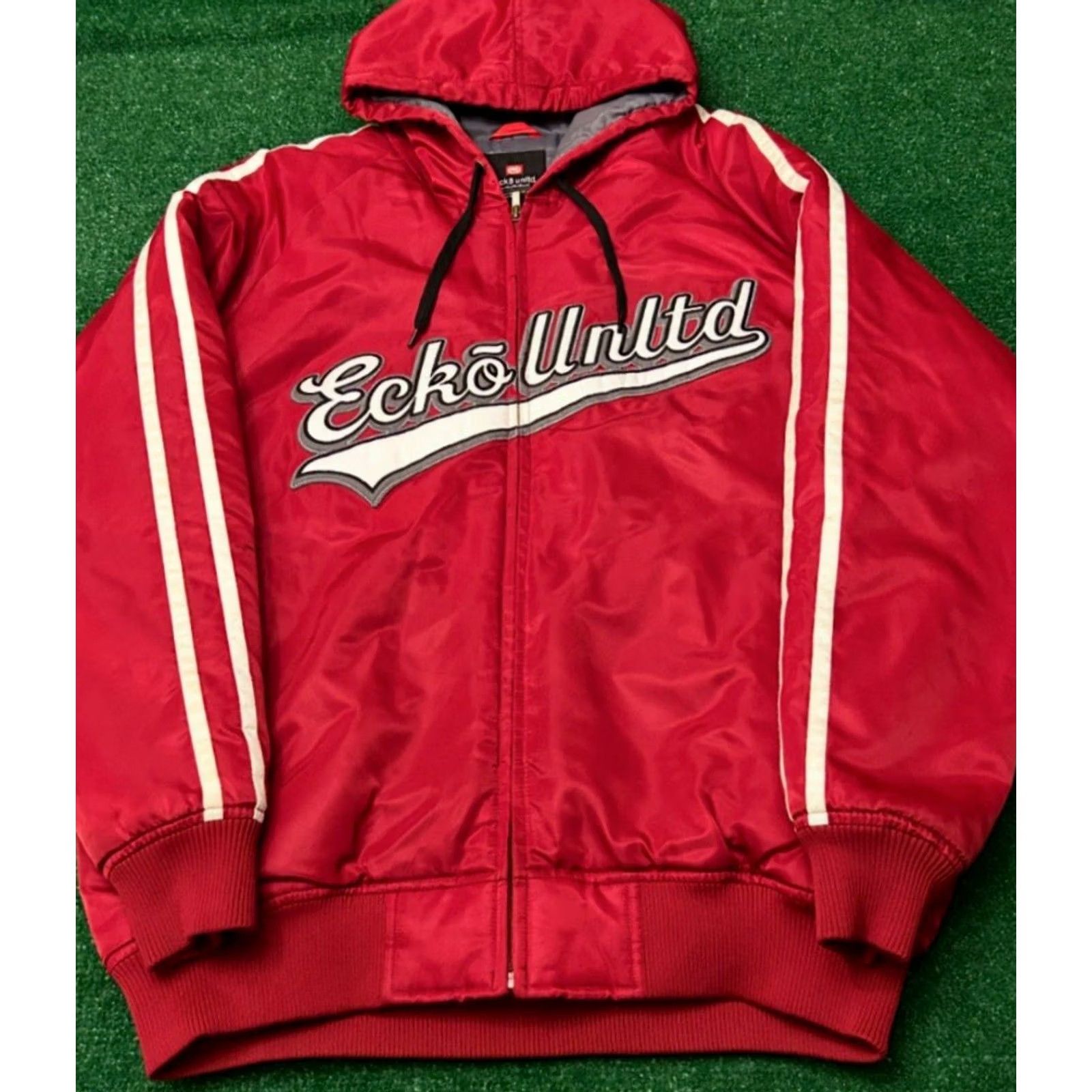 Ecko Unltd. VINTAGE Ecko Unltd Varsity Jacket Full Zip Hoodie Mens Size L Red 90s Y2K Punk Hip Hop Grunge Skater Vintage Mens Size US L / EU 52-54 / 3 - 3 Thumbnail
