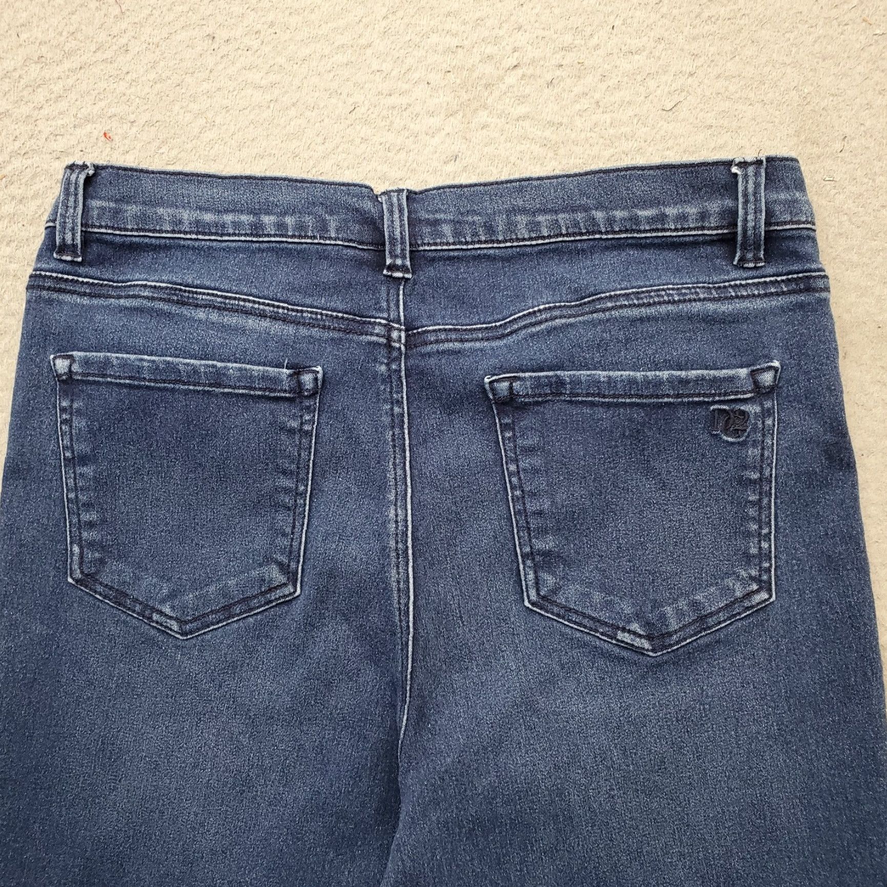 Denime DG2 Faded Whiskered Bootcut Jeans Womens Size 10 Blue Denim Medium Wash Stretch Jeans Women Size 32" / US 10 / IT 46 - 8 Thumbnail