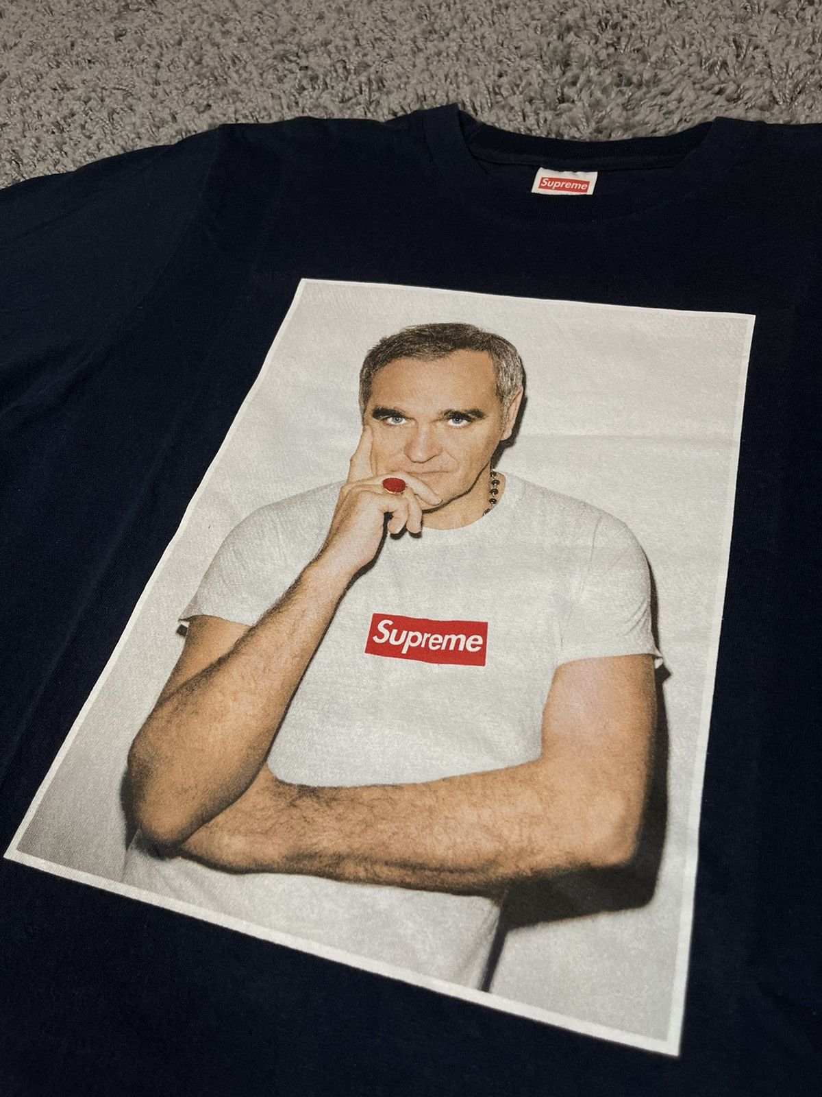 Supreme 2016SS Supreme Morrissey Photo Tee Navy Blue Size US M / EU 48-50 / 2 - 3 Thumbnail