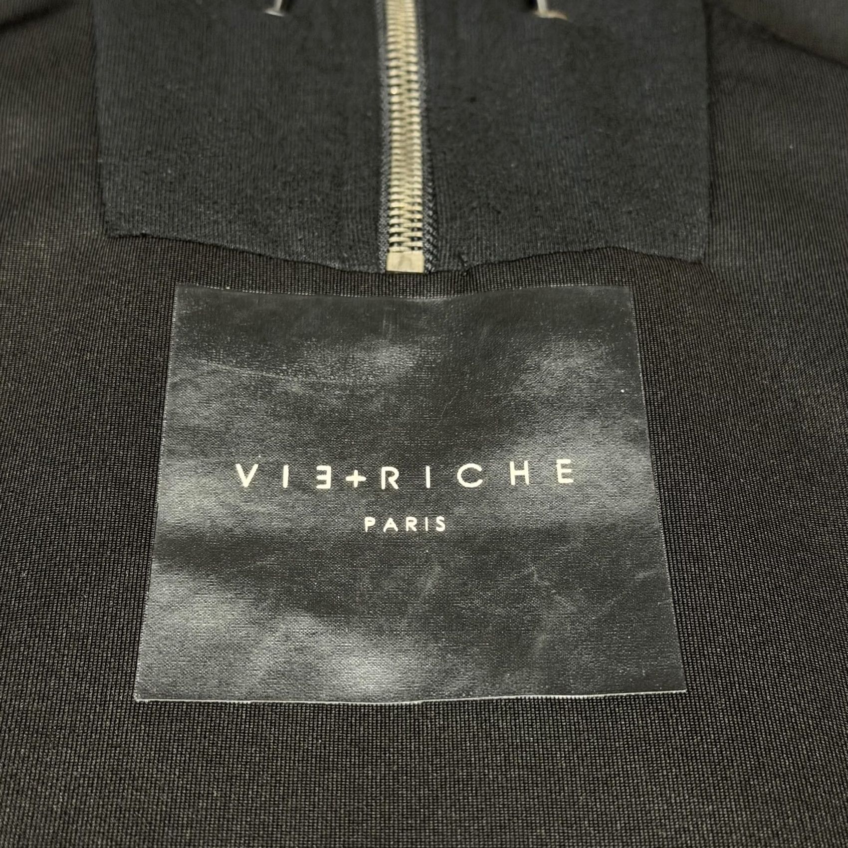 Logo 7 VIE+RICHE Hoodie Mens XL Black 1/4 Zip Pullover Front Pockets Logo Paris Zips Size US XL / EU 56 / 4 - 3 Thumbnail
