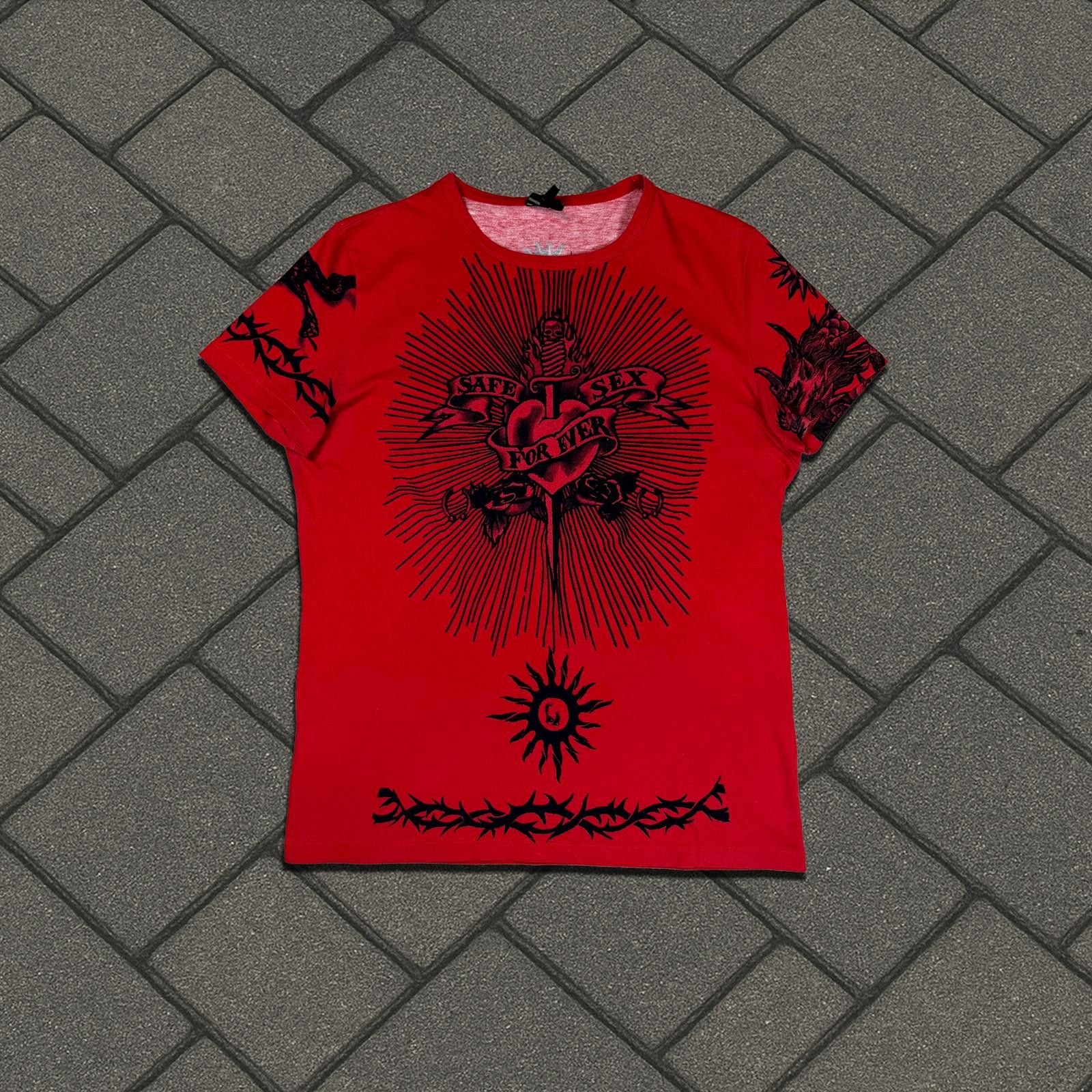 Jean Paul Gaultier SS96 Jean Paul Gaultier Red Safe Sex Tee Size US S / EU 44-46 / 1 - 1 Thumbnail