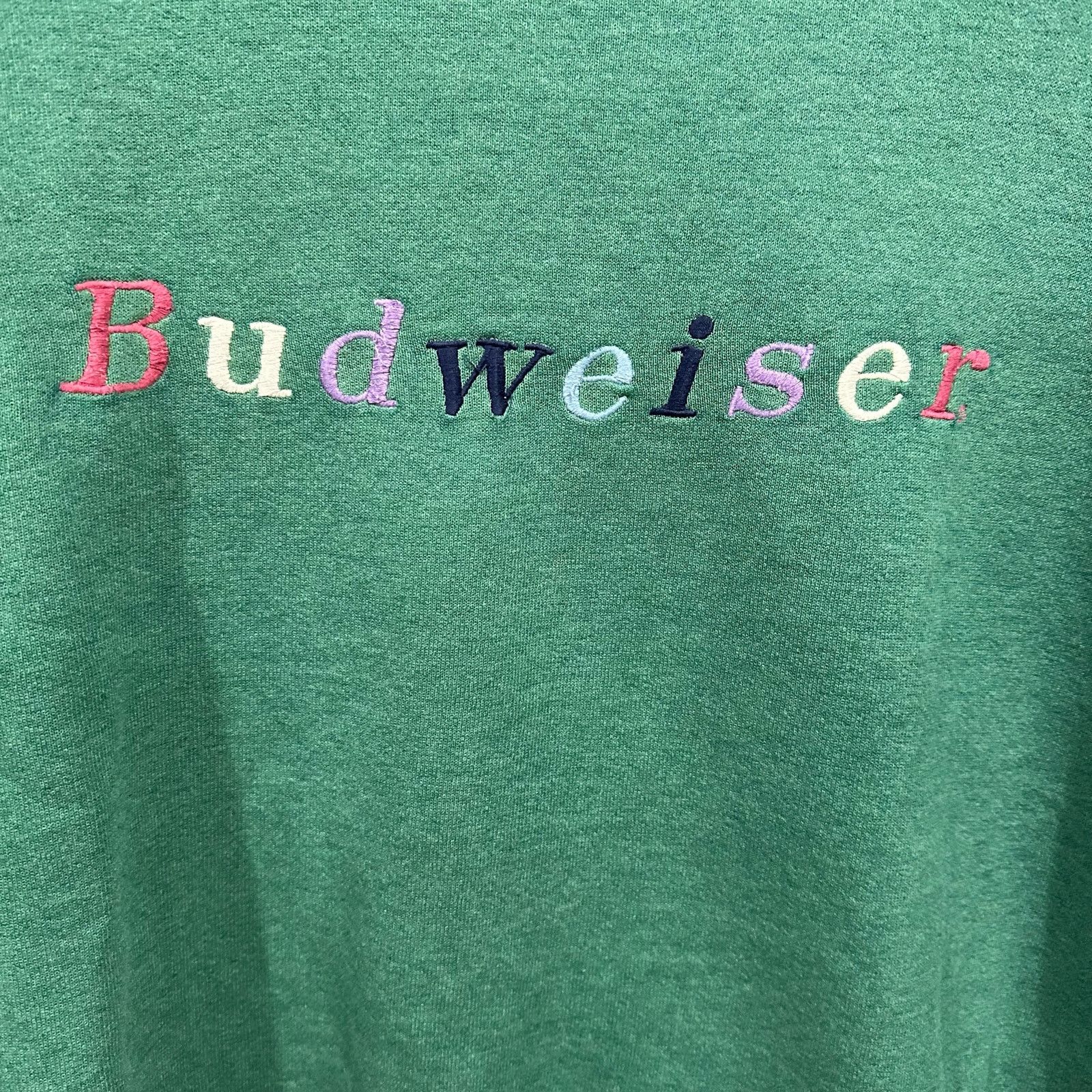 Hanes Vintage 90s Budweiser Sweatshirt - Embroidered Rainbow Print Size US L / EU 52-54 / 3 - 6 Thumbnail