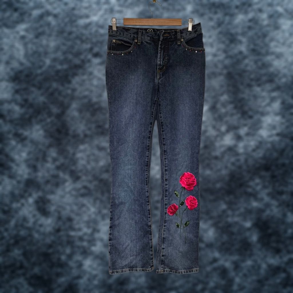 Vintage VTG XOXO Embroidered Denim Bootcut Jeans Size 5/6 Women's 5-Pocket Blue Floral Y2K Vintage Western Boho Rare NEW NO BUTTON Size 27" / US 4 / IT 40 - 1 Thumbnail