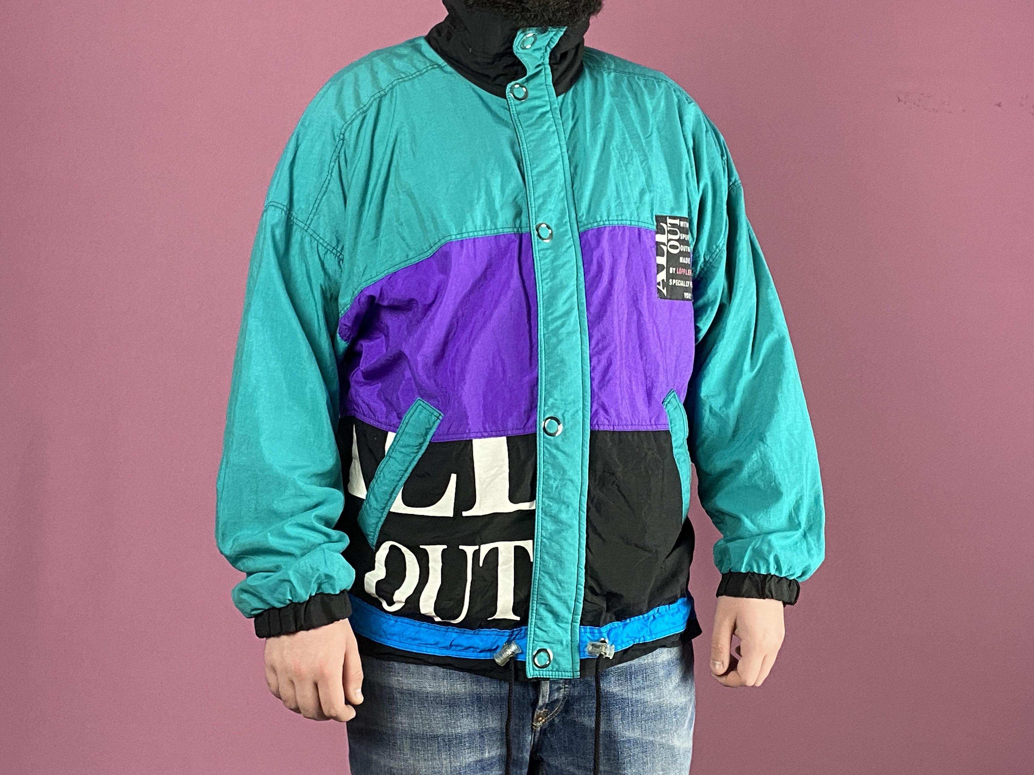 Vintage 90s Loffler All Out Vintage Men's Windbreaker Jacket - M Size US M / EU 48-50 / 2 - 4 Thumbnail