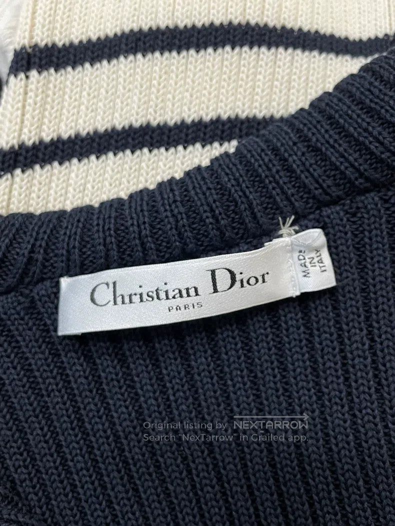 Dior Dior Navy collar striped knitted long sleeves Size XS / US 0-2 / IT 36-38 - 5 Thumbnail
