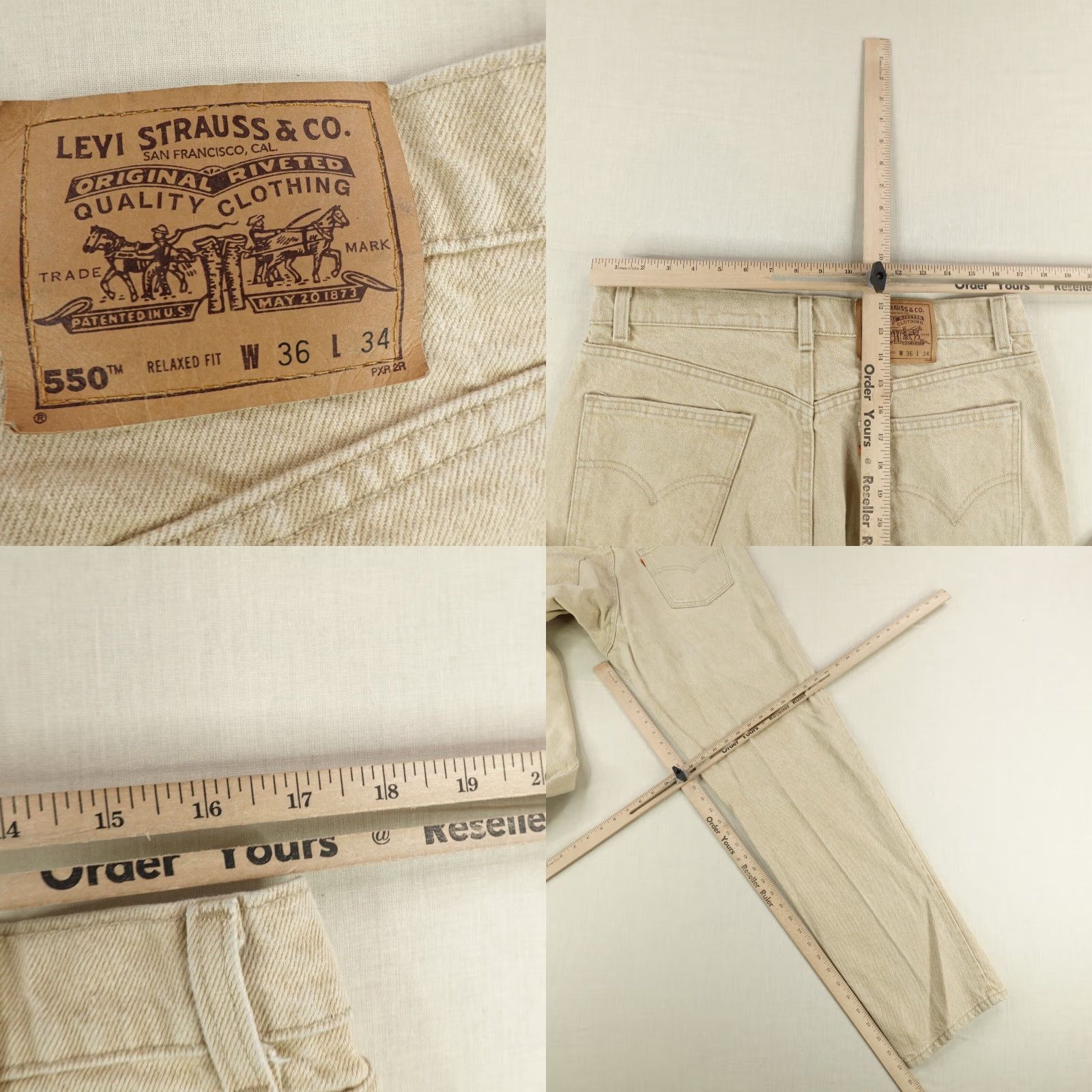 Levi's VINTAGE Levi's 550 Jeans Men 36x34 Beige Denim Relaxed Fit Tapered 90s Size US 34 / EU 50 - 8 Thumbnail