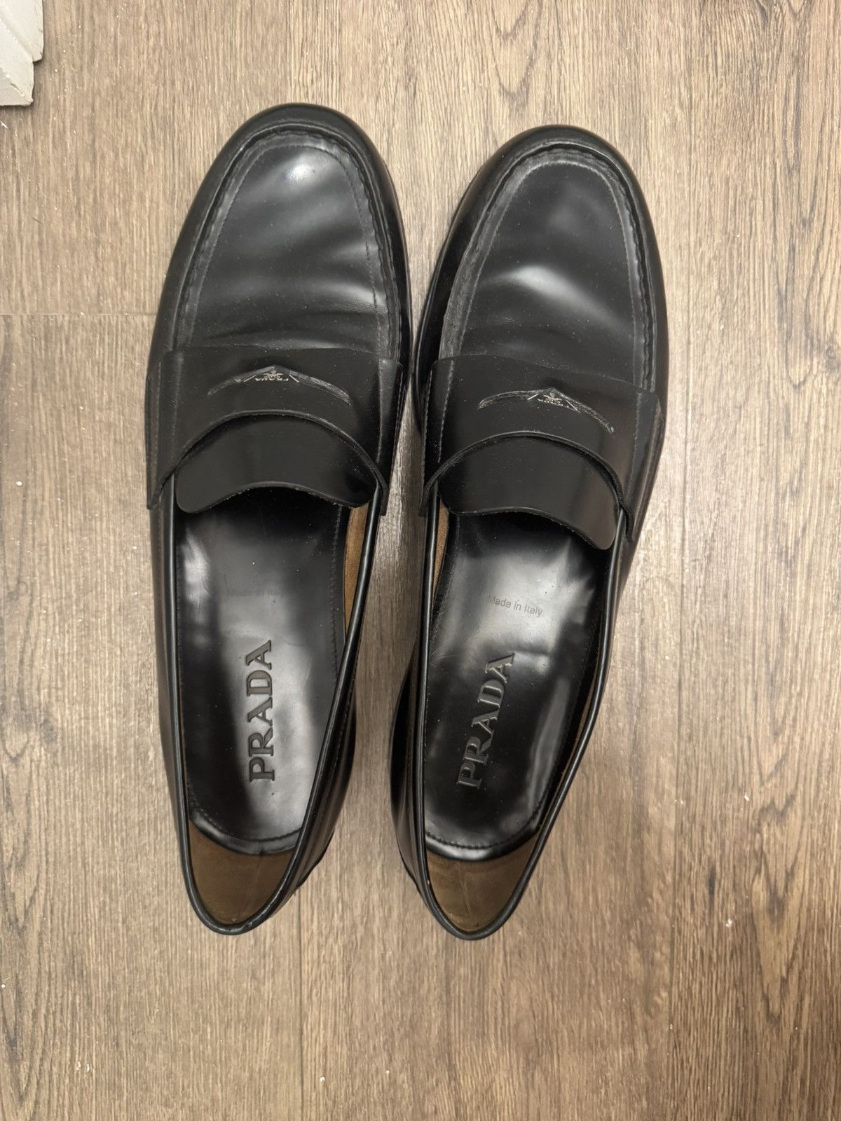 Prada Prada Brushed Leather Penny Loafers Size US 13 / EU 46 - 1 Thumbnail