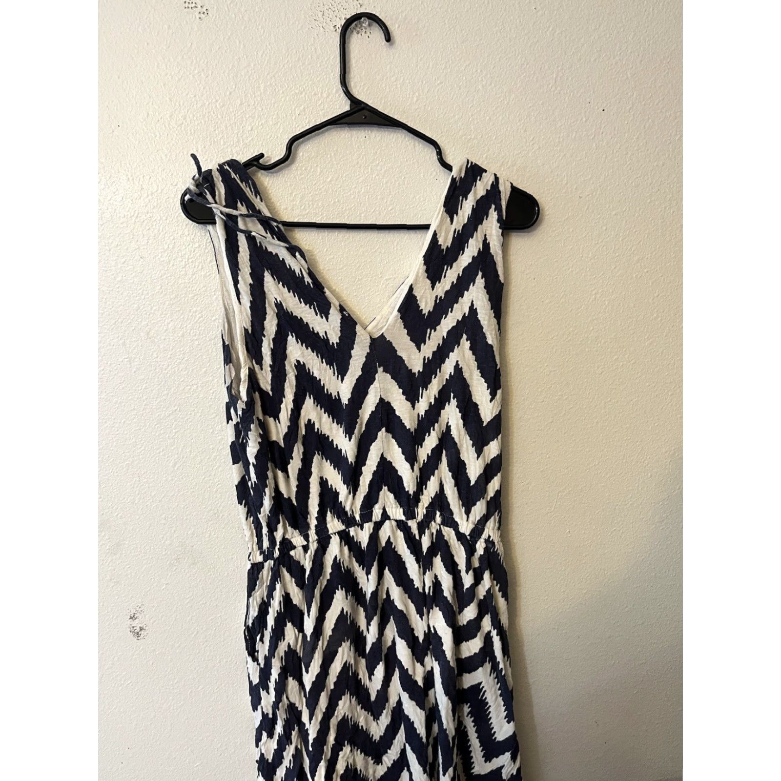 Lucky Brand Lucky Brand Womens Medium Dress White Blue Striped Woven Tank Pullover V Neck Size M / US 6-8 / IT 42-44 - 2 Thumbnail