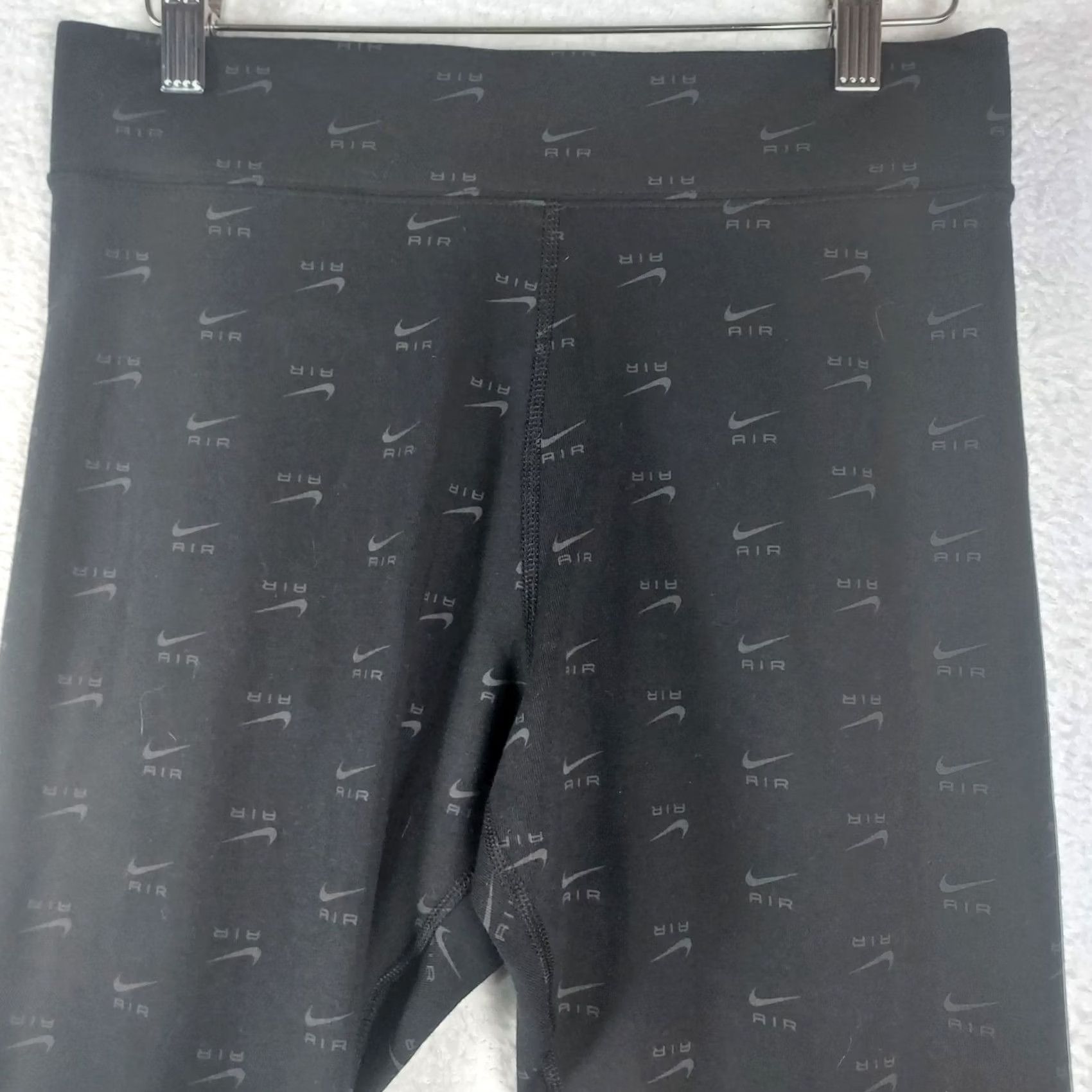 Nike VINTAGE Nike Air Womens M High Rise Black Full Length Logo Leggings New With Tags Size 32" / US 10 / IT 46 - 4 Thumbnail