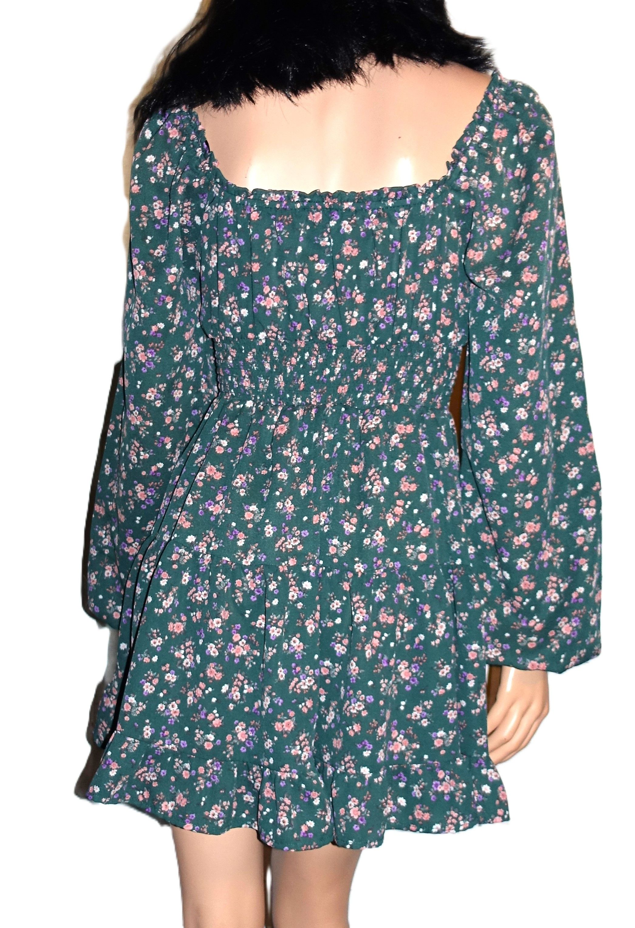 Forever 21 Forever 21 Green Floral Peasant Dress S Size S / US 4 / IT 40 - 5 Thumbnail