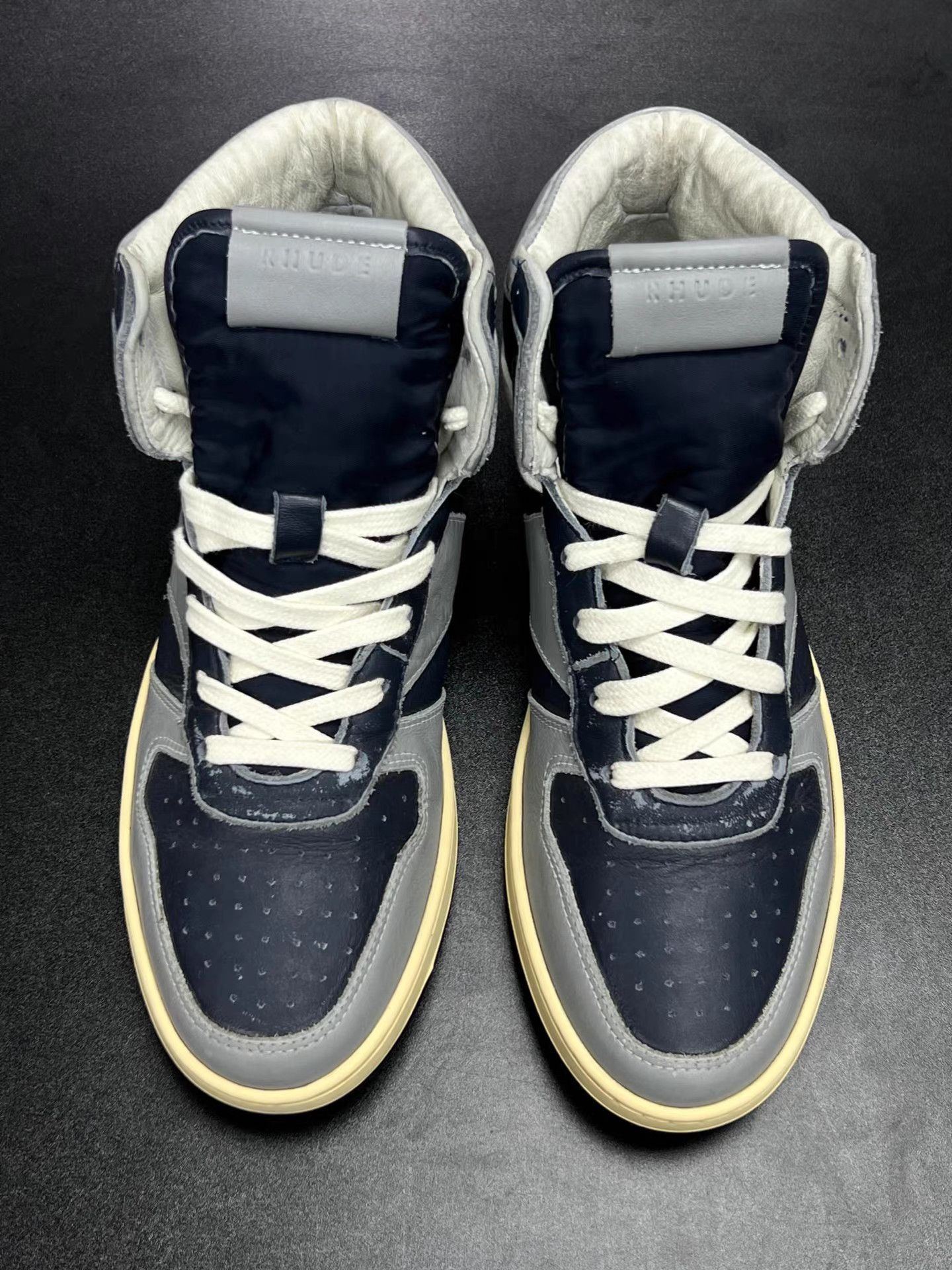 Rhude RHUDE Blue-Gray Distressed High-Top Sneakers K15 Size US 8 / EU 41 - 3 Thumbnail