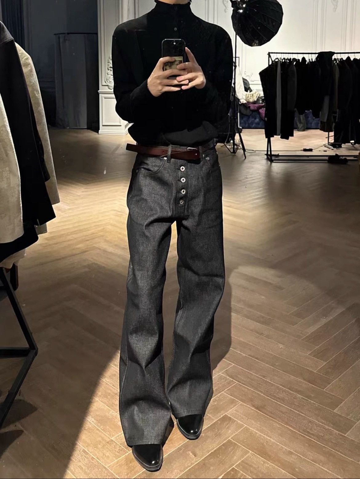 Japanese Brand THE BUTCHER RIOT raw denim jeans wide fit open button flye Size US 28 / EU 44 - 10 Thumbnail