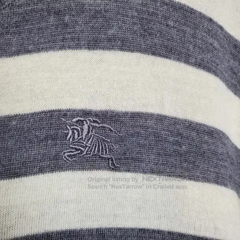 Burberry Burberry Grey Striped Wool Long Sleeve Knitwear. Size US L / EU 52-54 / 3 - 7 Thumbnail