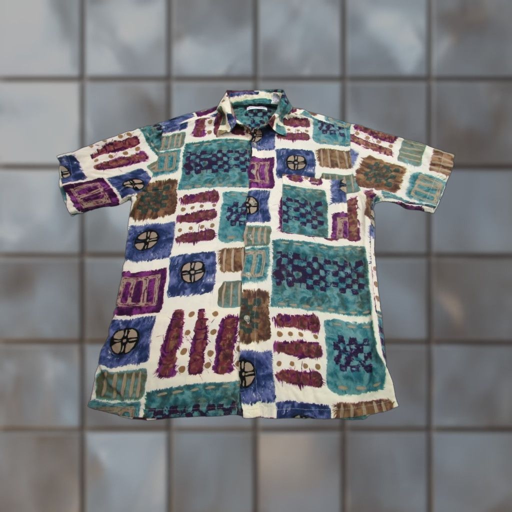 Pierre Cardin Pierre Cardin Shirt Mens S Abstract Geometric Colorful Rayon Button Up 90s Style Size US S / EU 44-46 / 1 - 1 Thumbnail