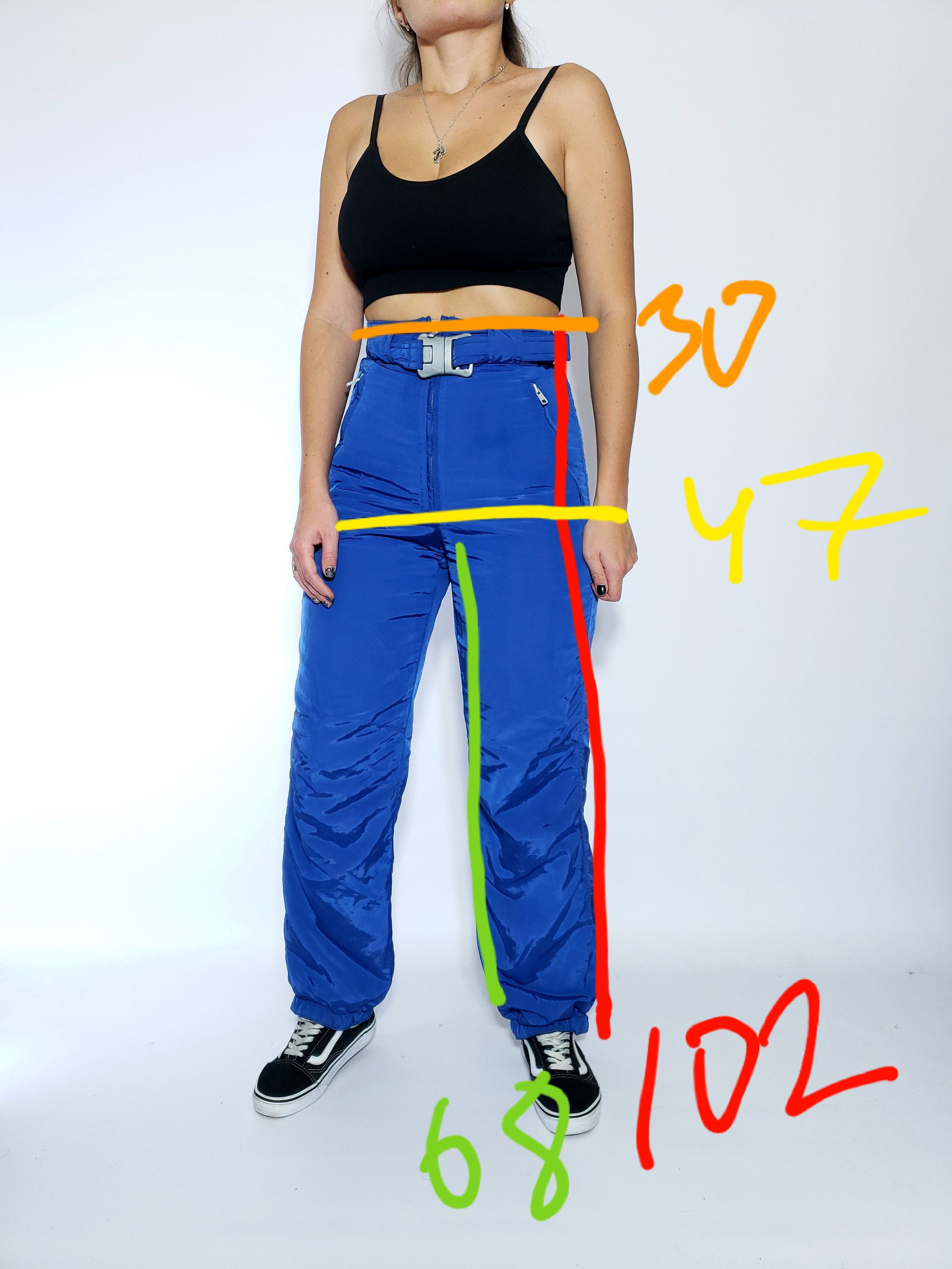 Ellesse Ellesse Vintage SKI Pants WARM Blue with belt like Nylon Size 26" / US 2 / IT 38 - 2 Thumbnail