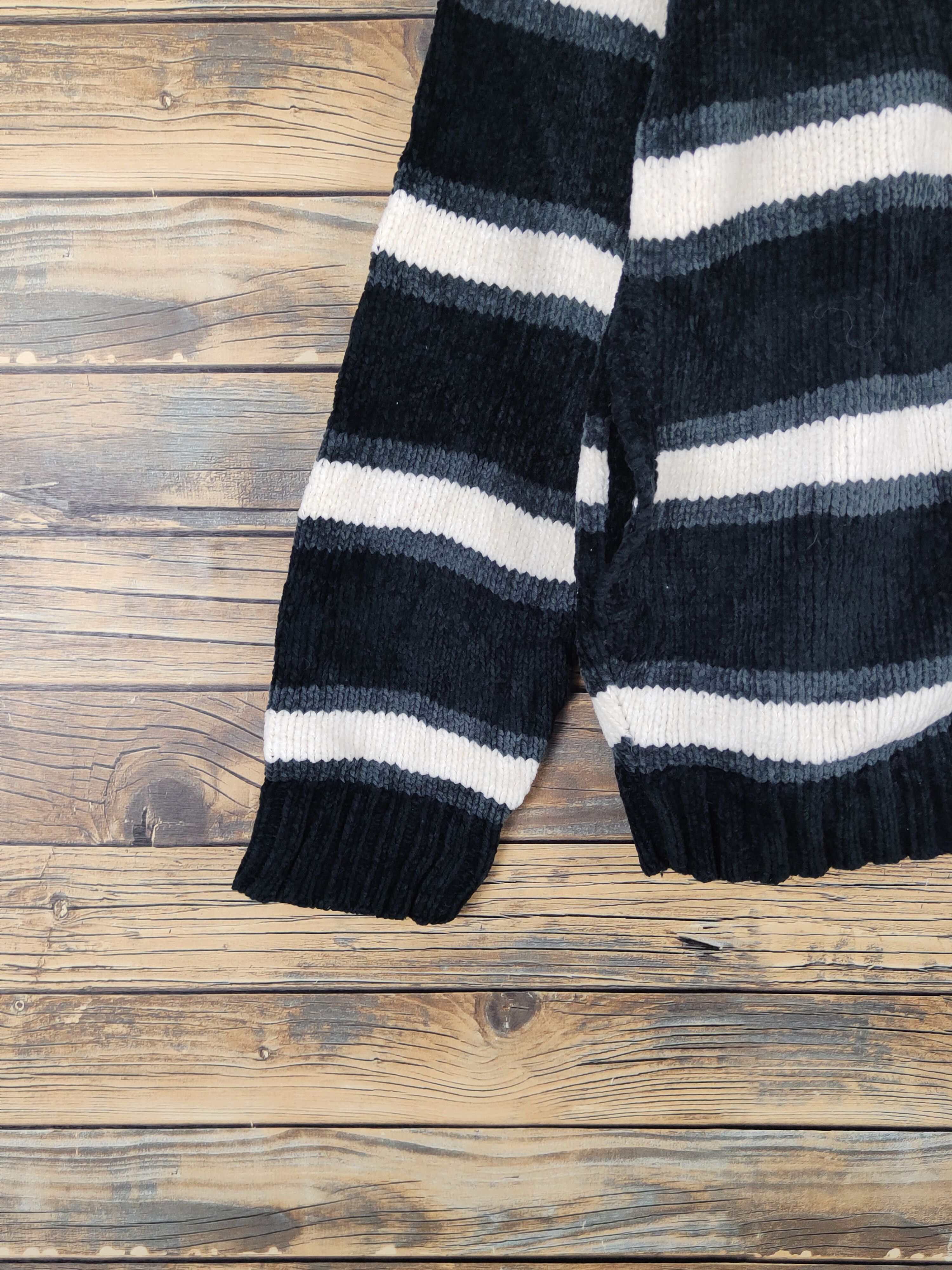 Homespun Knitwear Plus One Black White Stripe Knitwear Sweaters #W1330 Size US L / EU 52-54 / 3 - 4 Thumbnail
