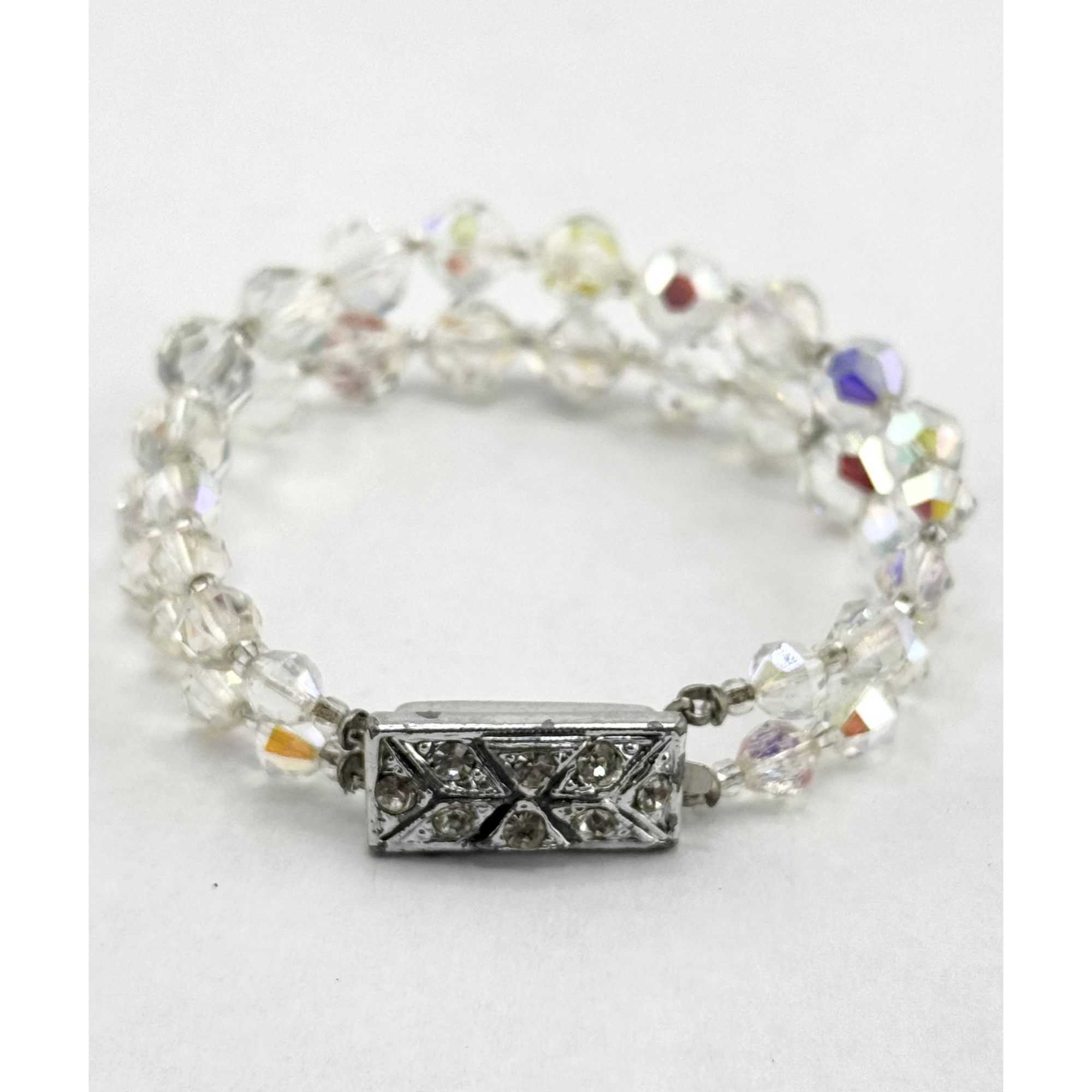 Vintage Vintage estate rhinestone AB crystal double strand Bracelet Size ONE SIZE - 1 Thumbnail